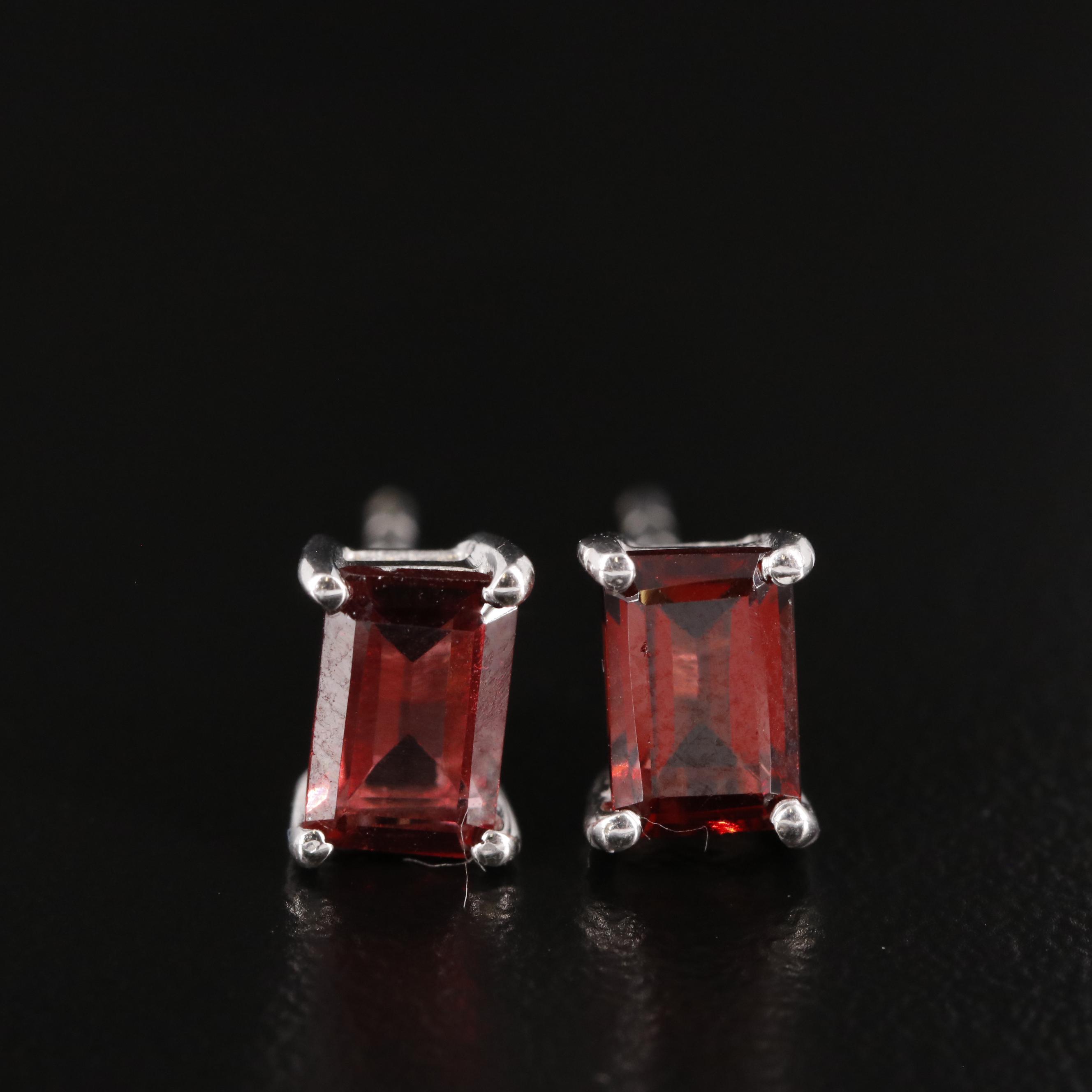 Sterling Garnet Stud Earrings