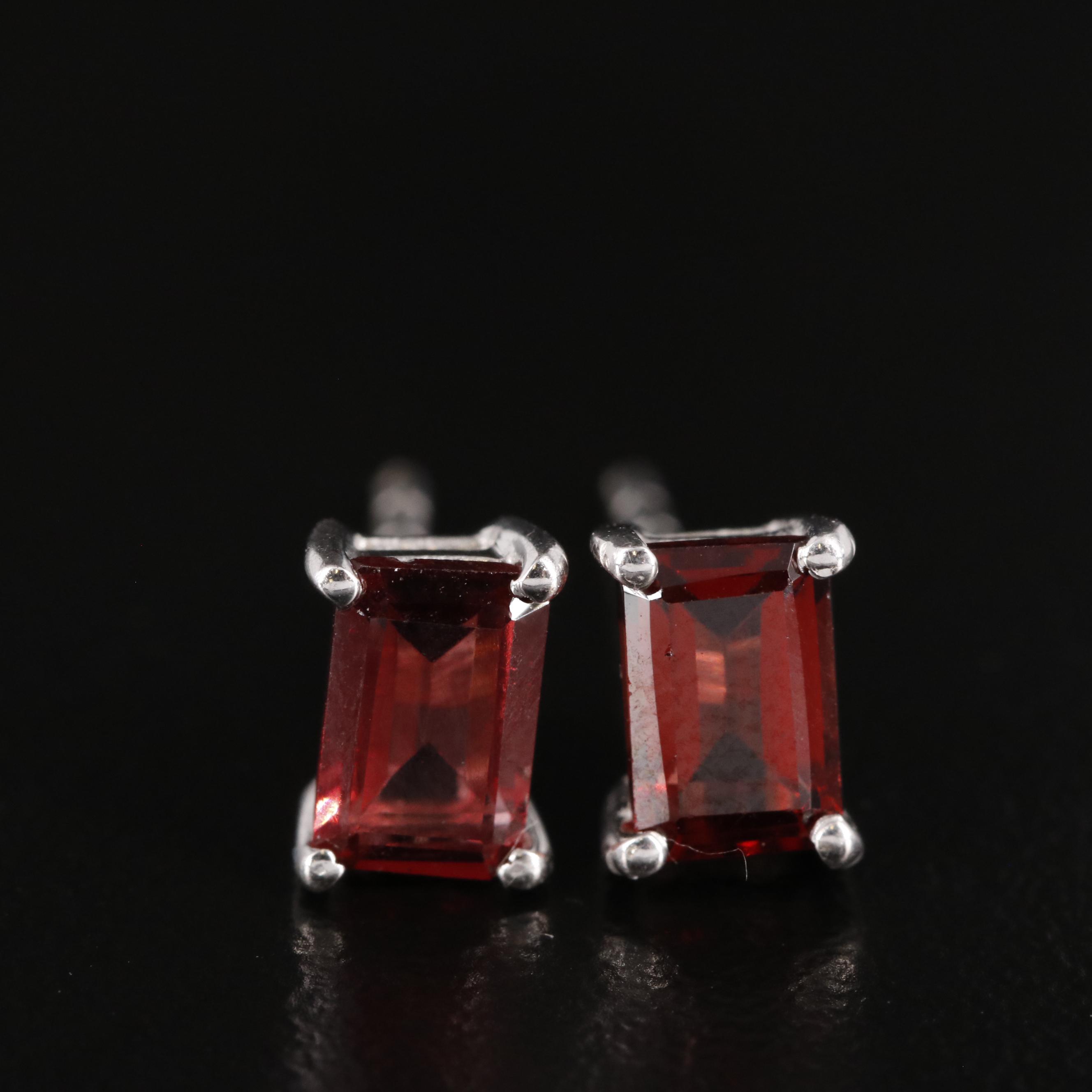 Sterling Garnet Stud Earrings