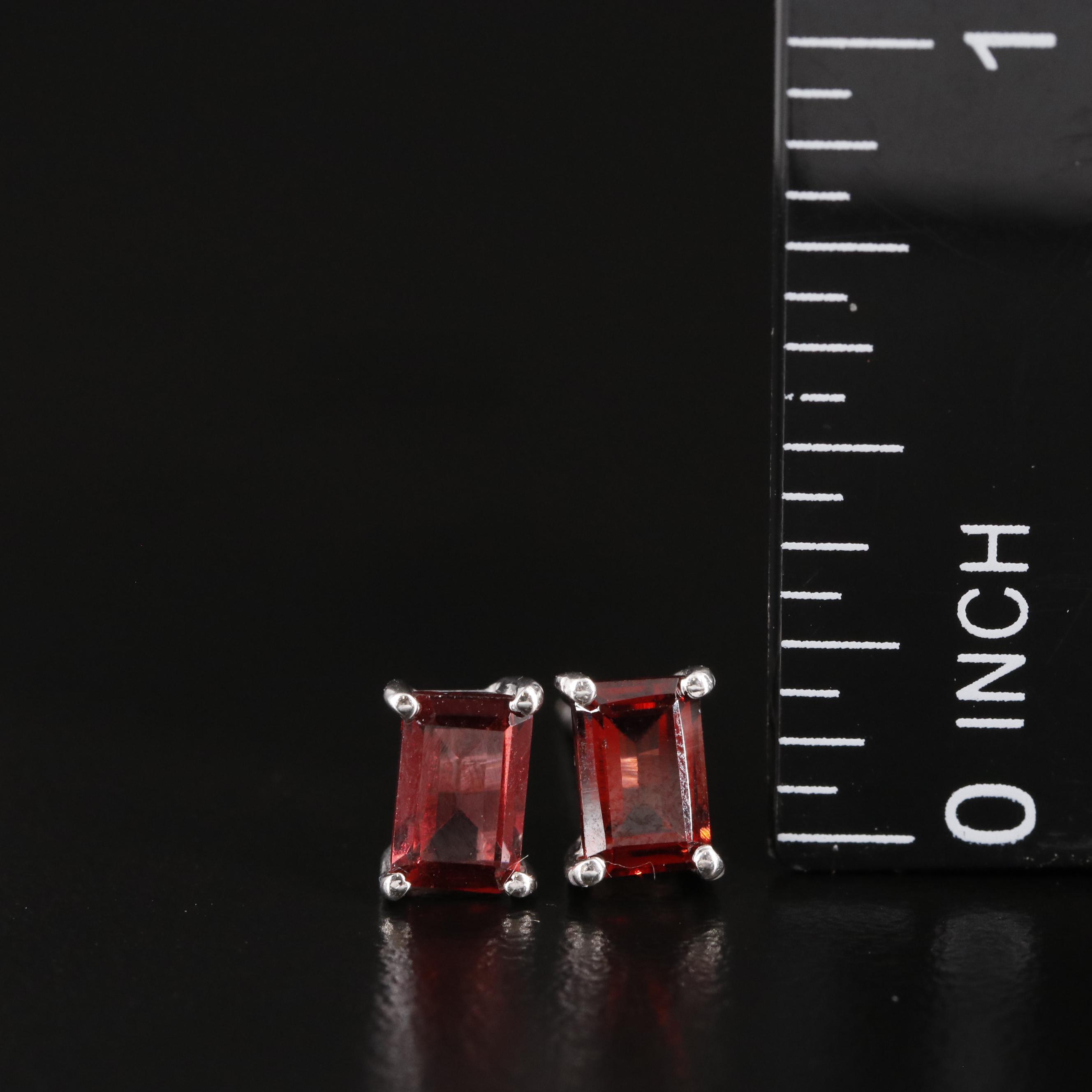 Sterling Garnet Stud Earrings