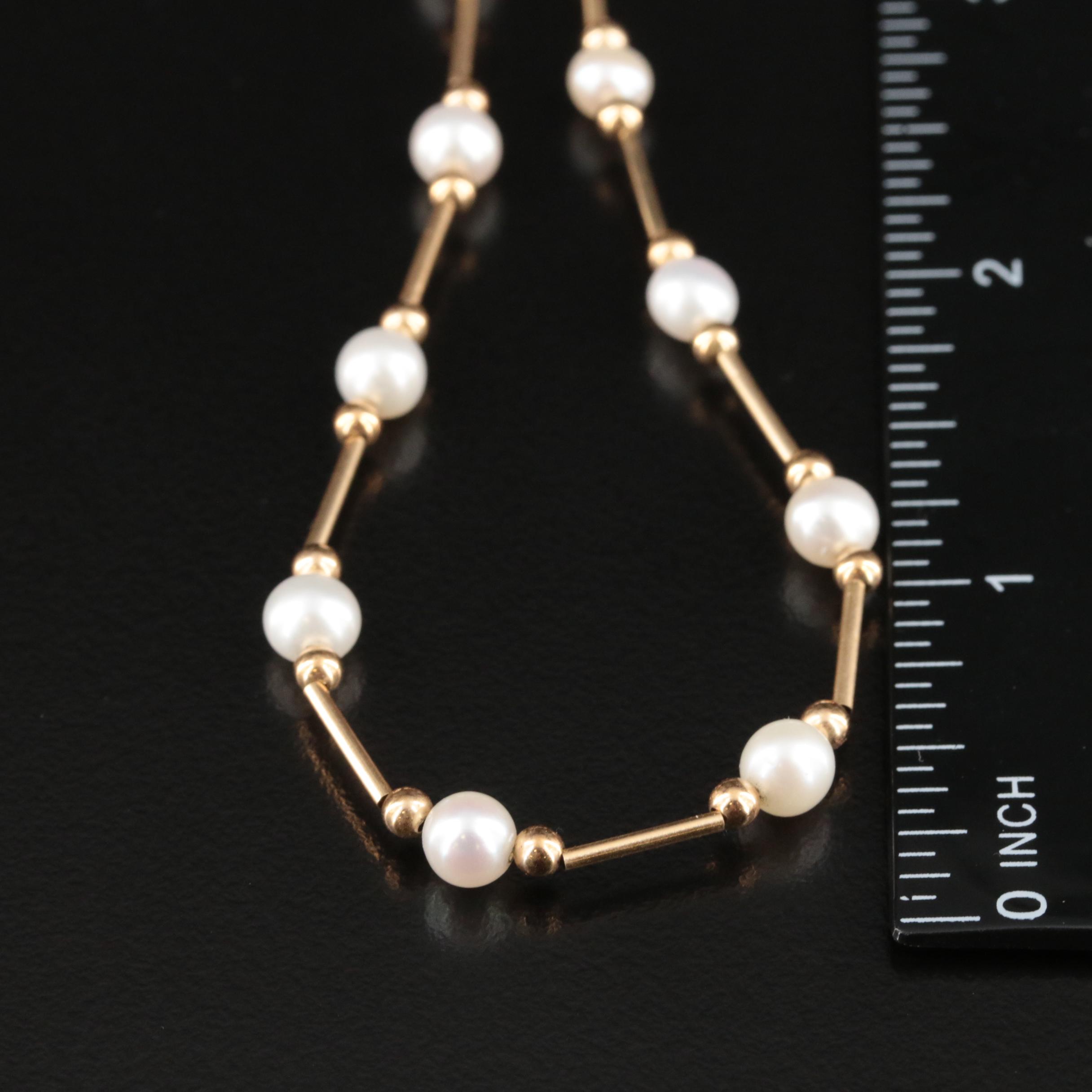 14K Pearl Station Necklace