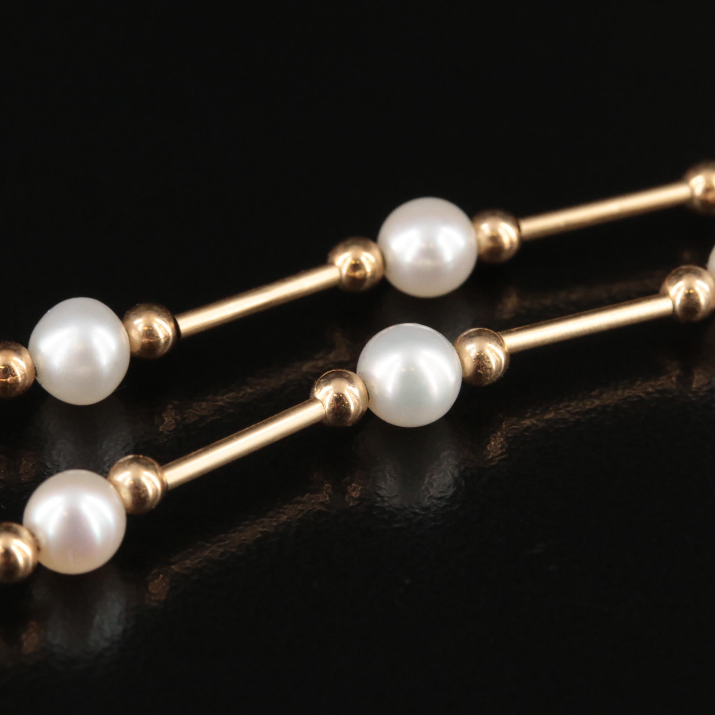14K Pearl Station Necklace