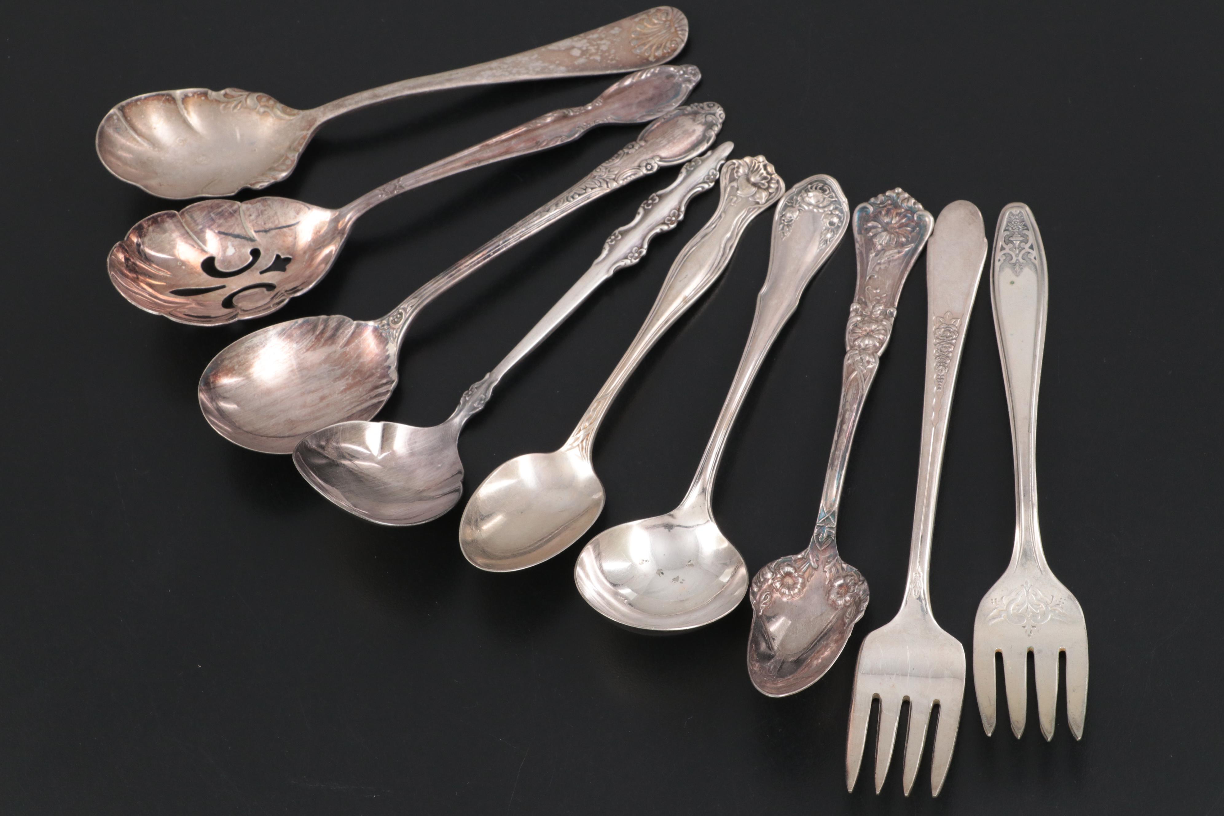 Gorham and Other Paul Revere Bowls with Other Silver Plate Utensils