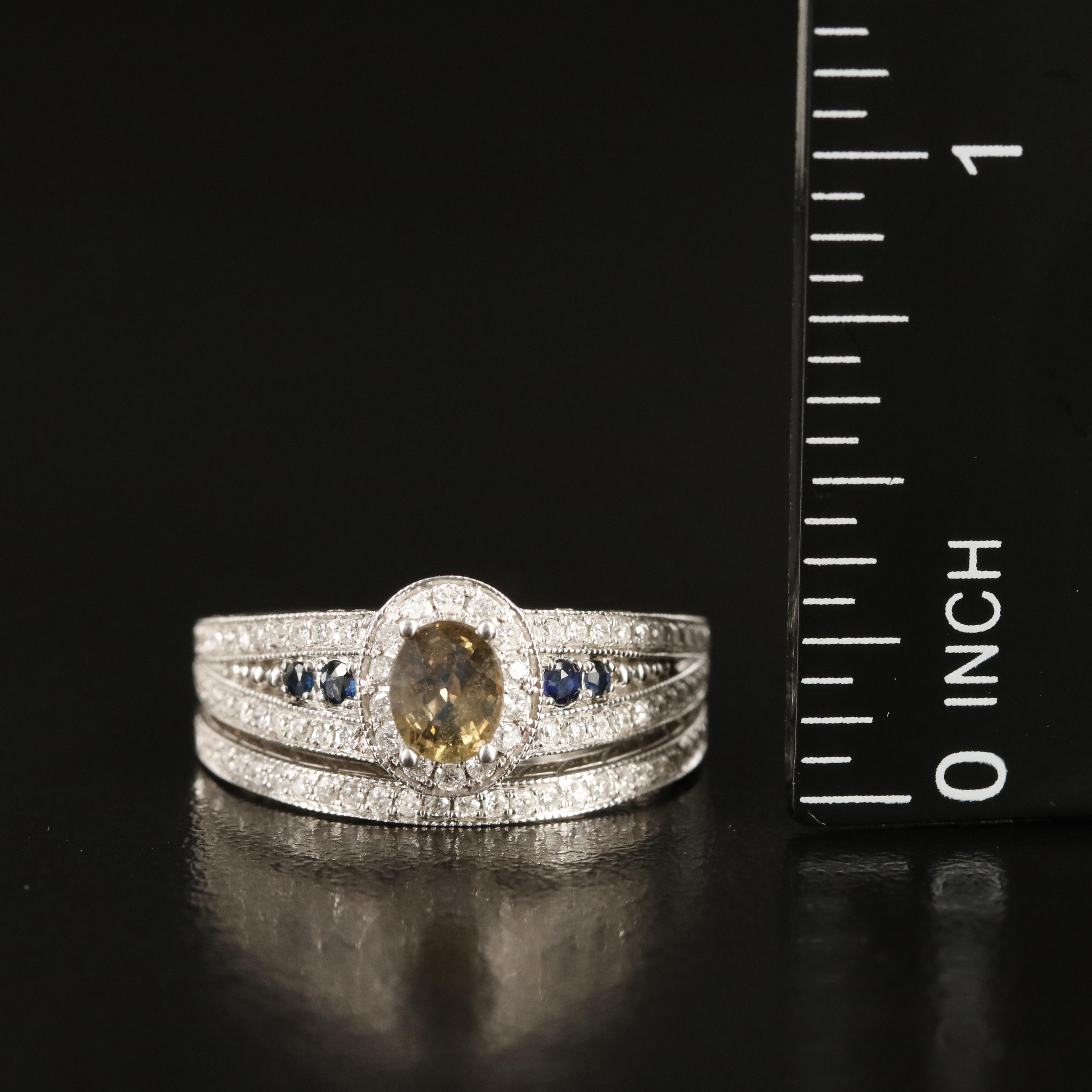 14K Alexandrite, Sapphire and Diamond Ring and Band Set