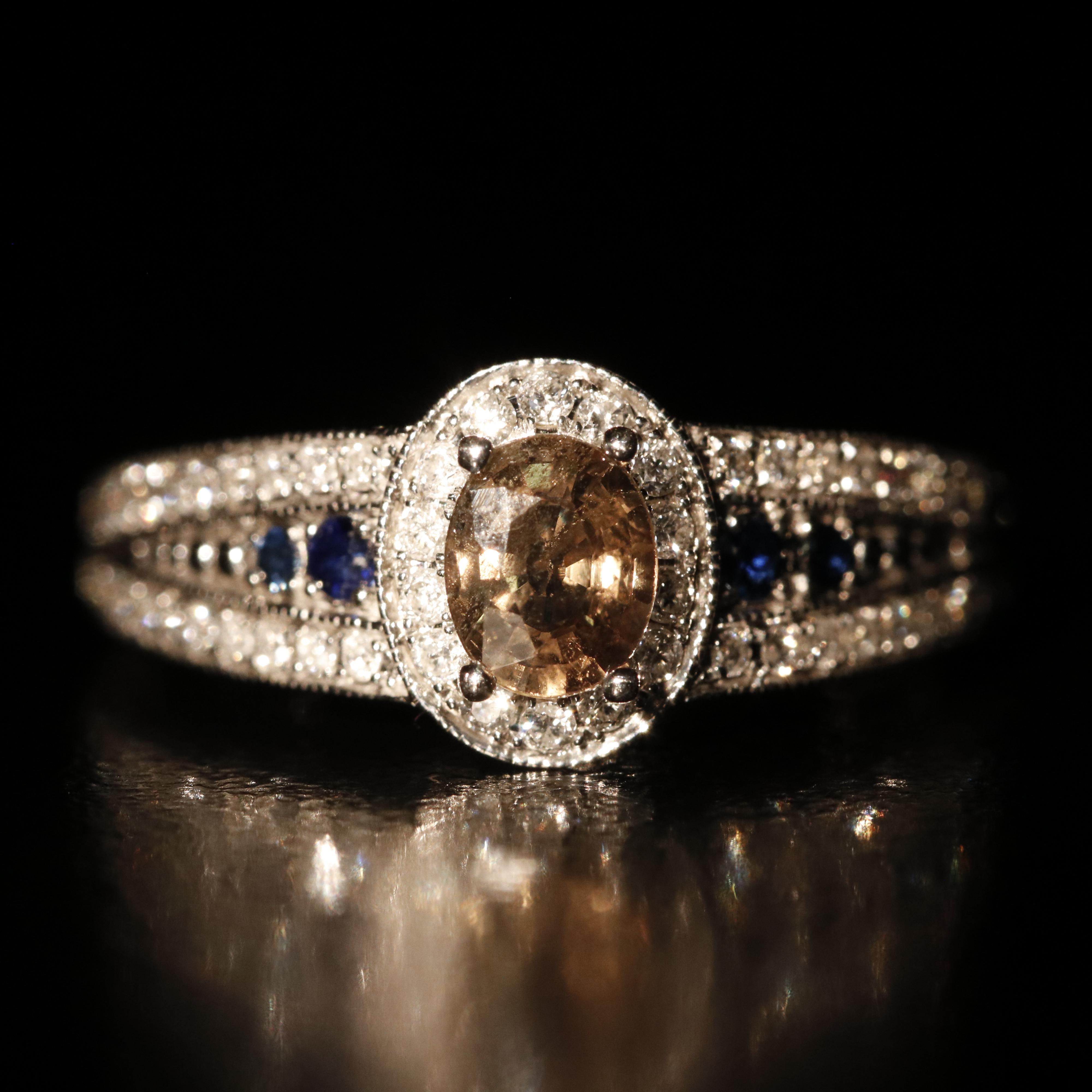 14K Alexandrite, Sapphire and Diamond Ring and Band Set