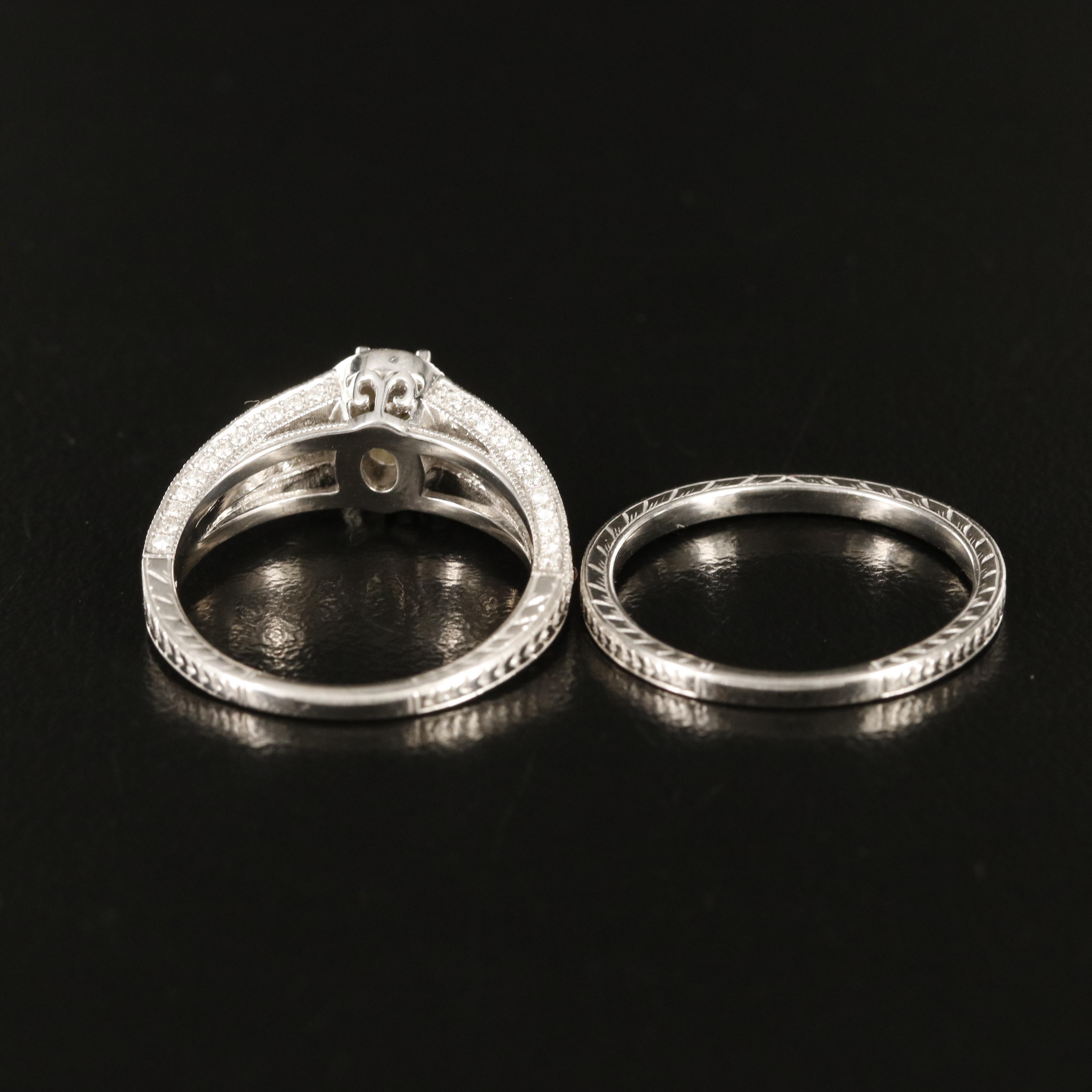 14K Alexandrite, Sapphire and Diamond Ring and Band Set