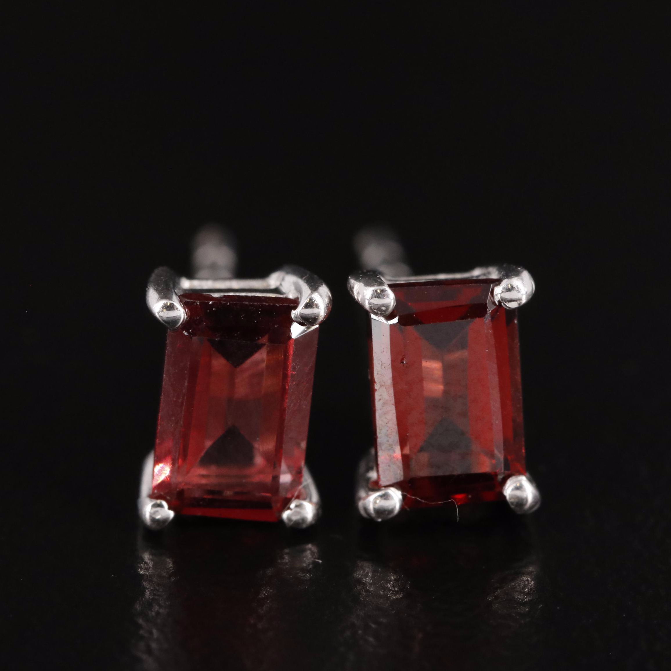 Sterling Garnet Stud Earrings
