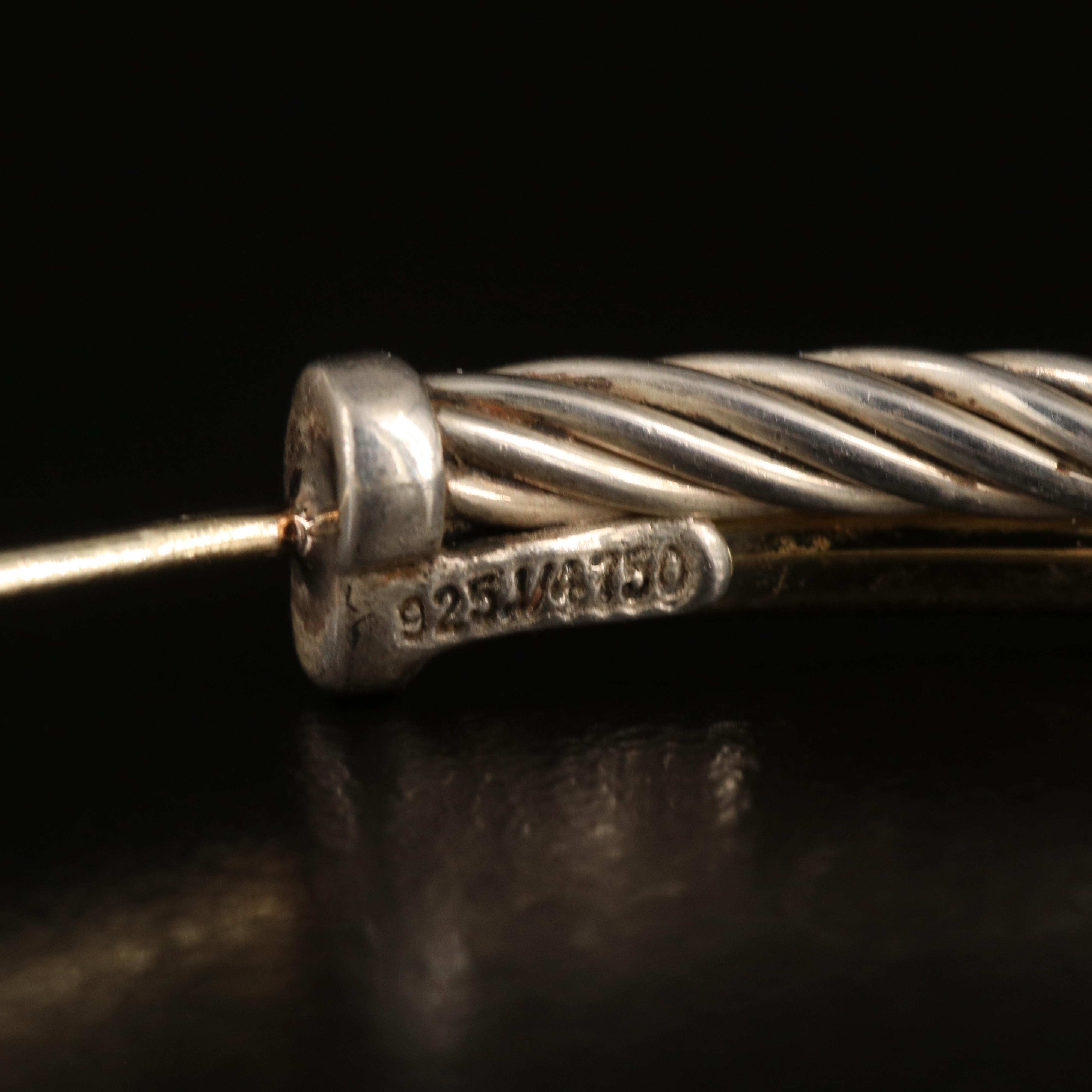 David Yurman "Crossover" Sterling Hoop Earrings with Bonded 18K Accents