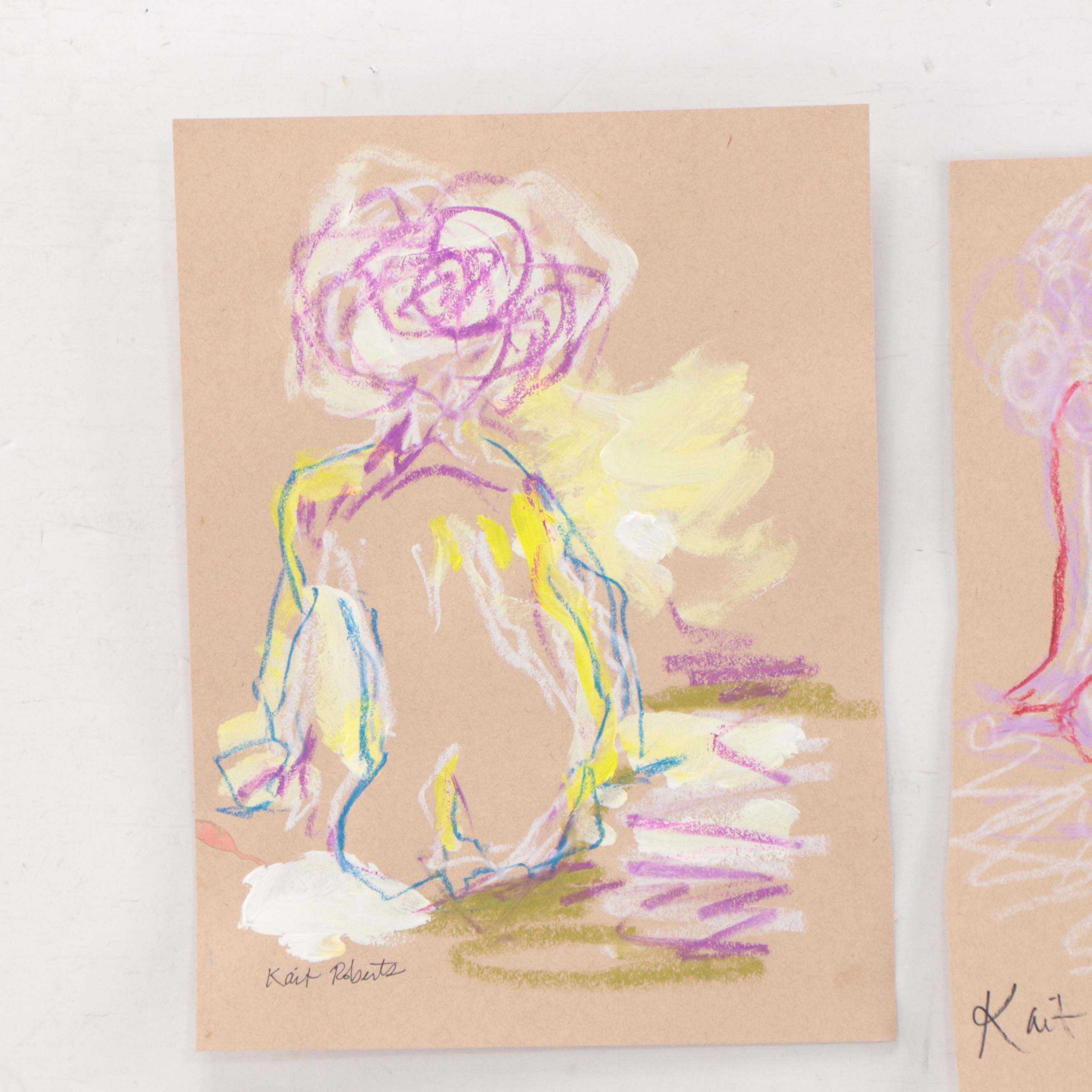 Kait Roberts Figural Pastel Drawings, 21st Century