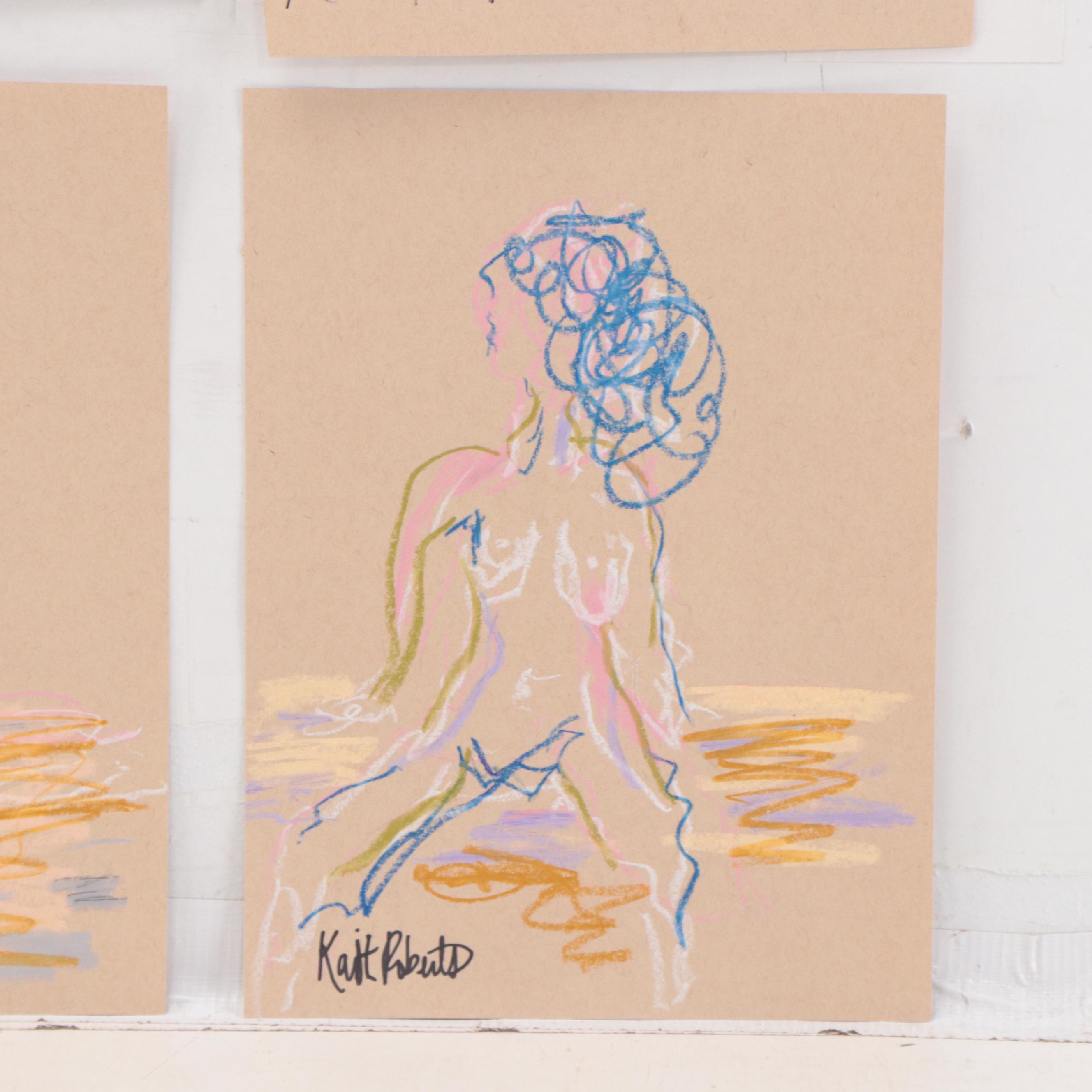 Kait Roberts Figural Pastel Drawings, 21st Century