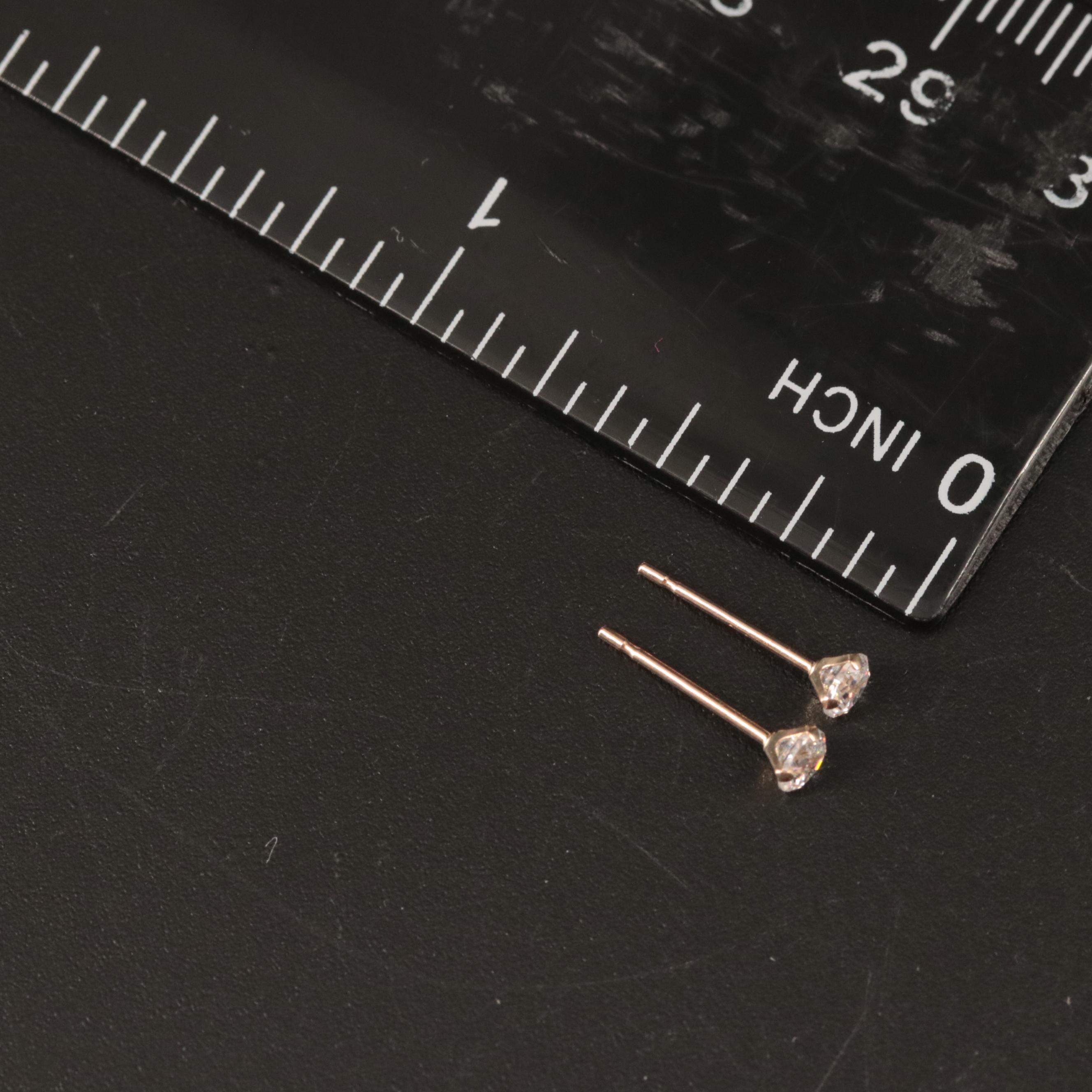 10K 3mm Cubic Zirconia Round Stud Earrings