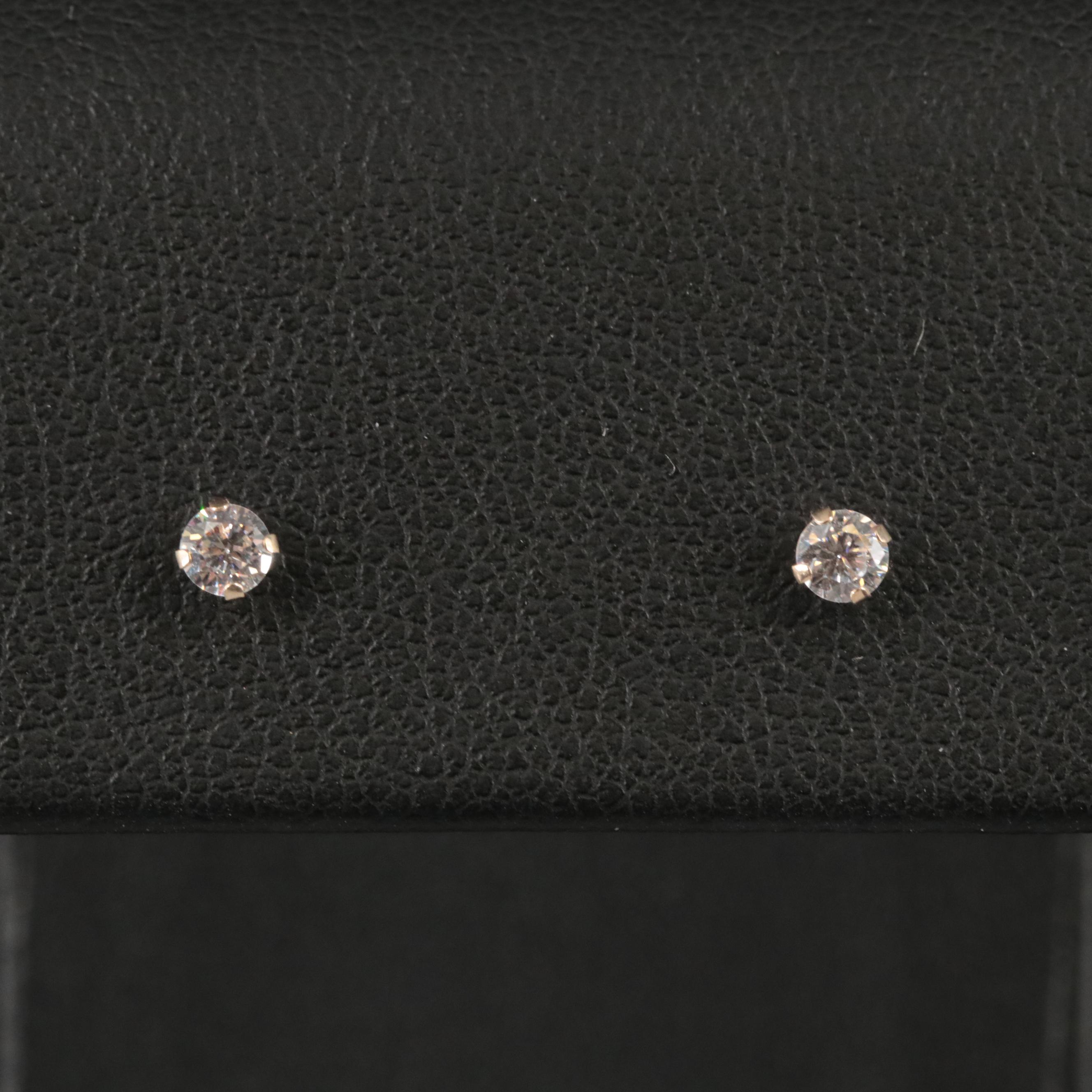 10K 3mm Cubic Zirconia Round Stud Earrings