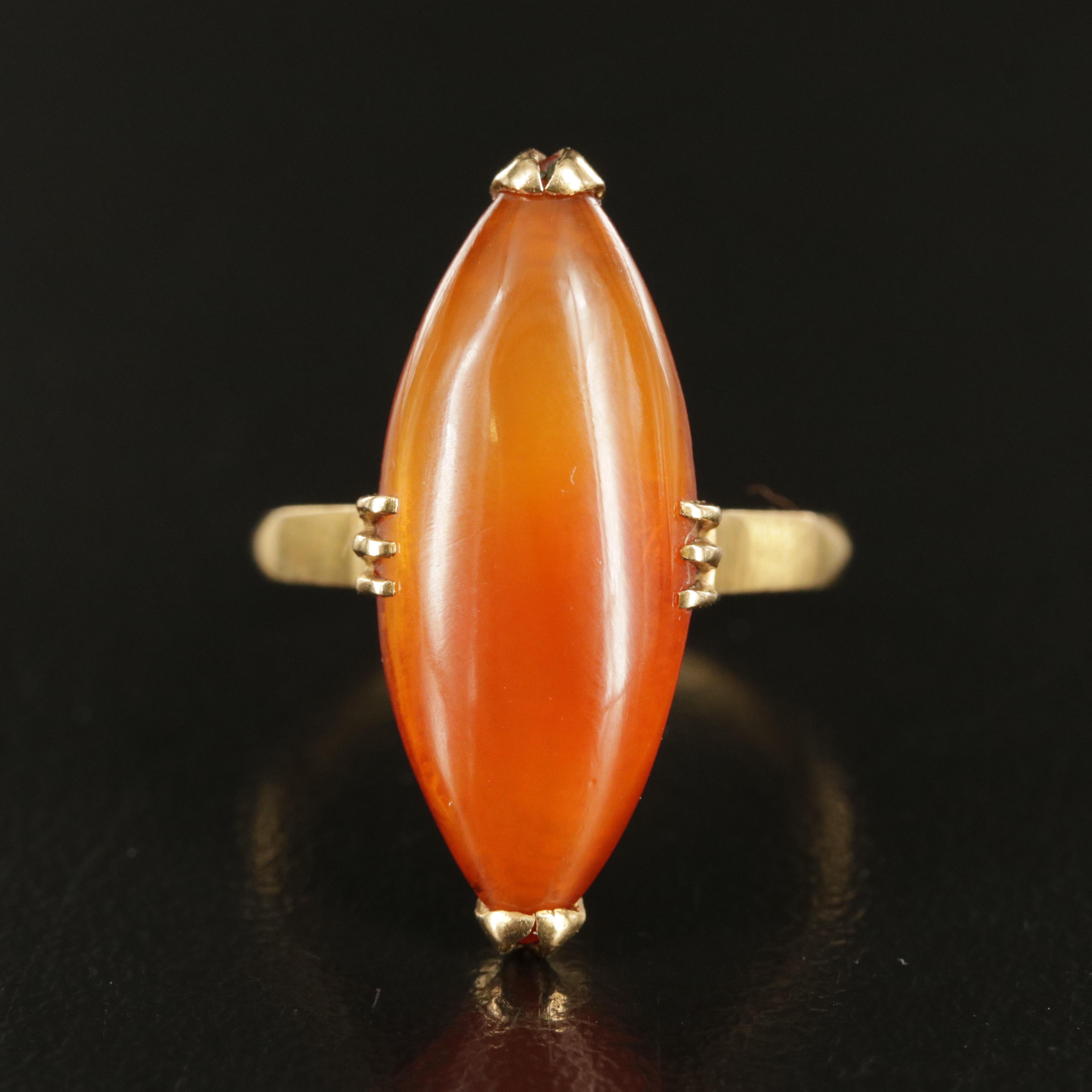 Antique 18K Carnelian Navette Ring