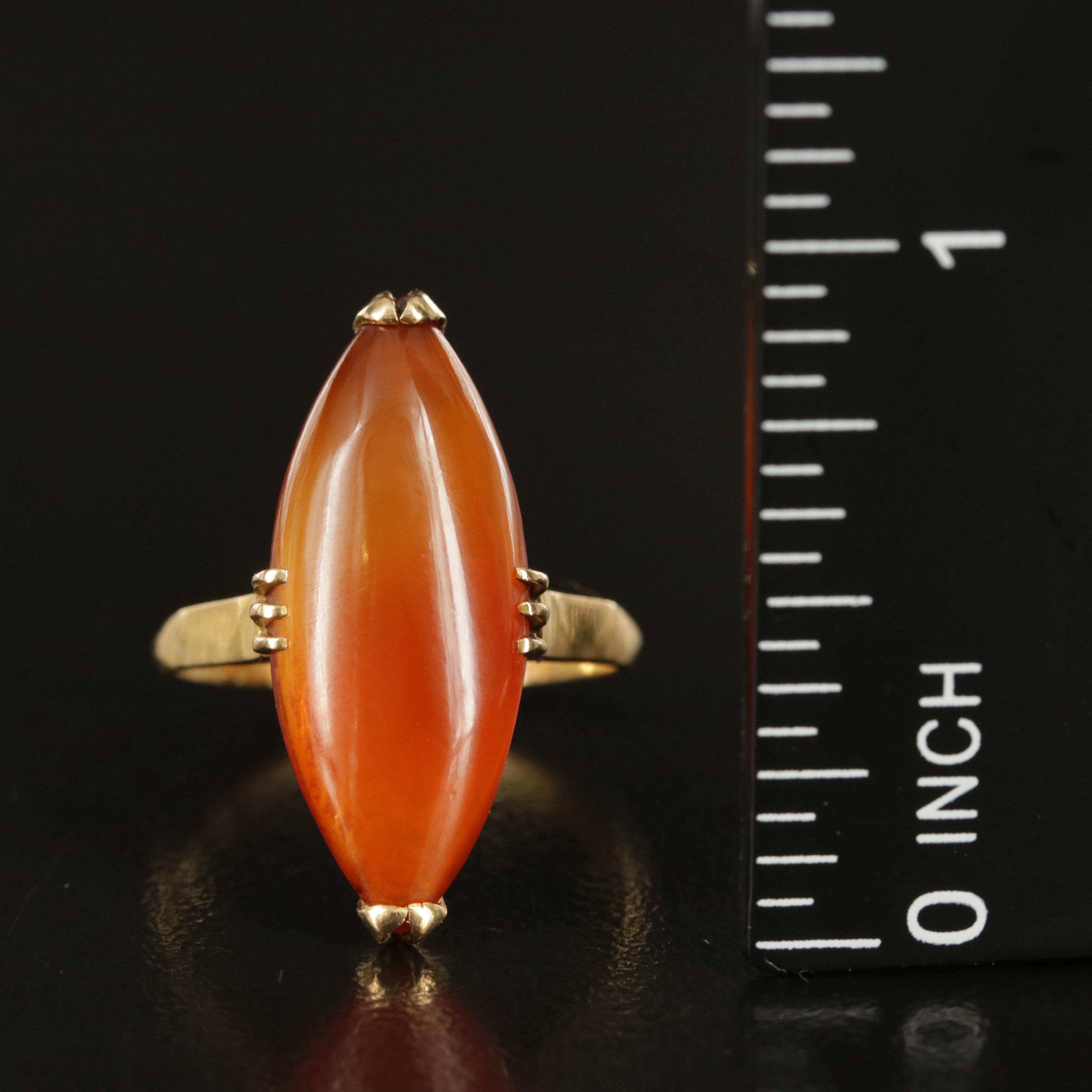 Antique 18K Carnelian Navette Ring