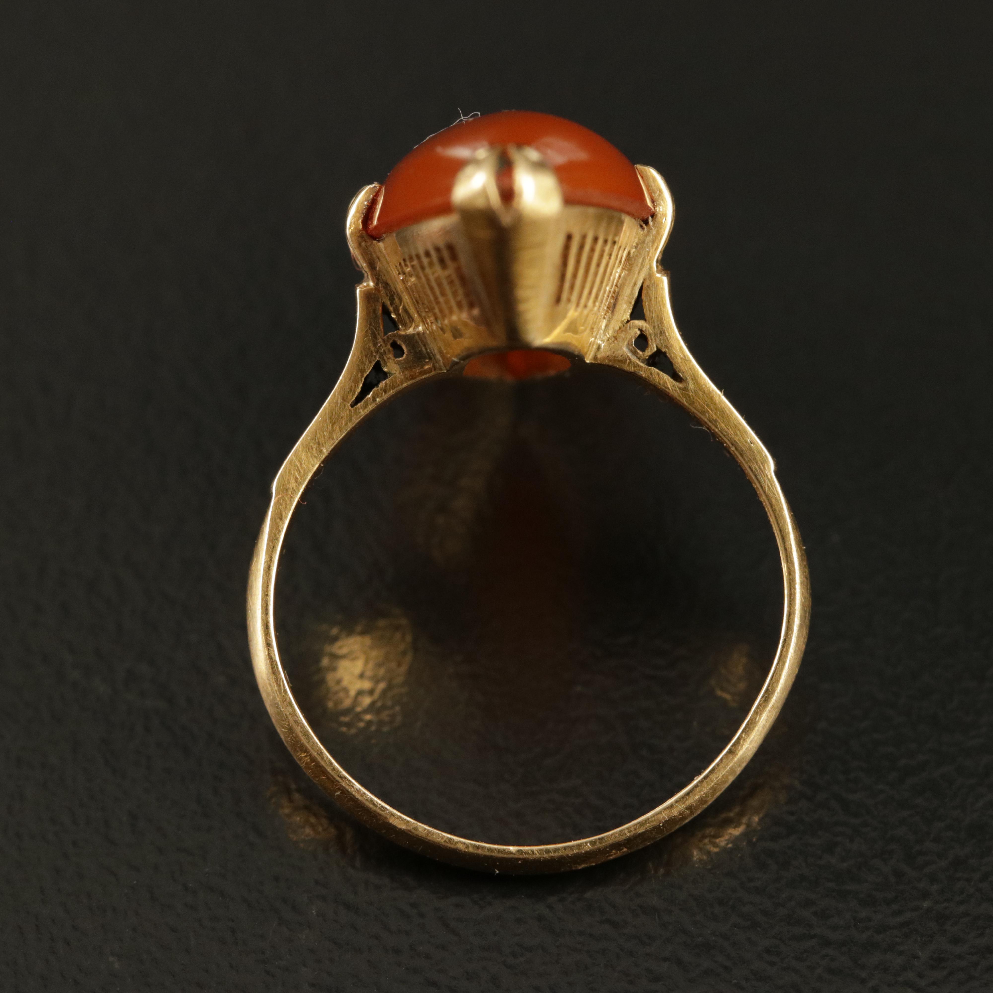 Antique 18K Carnelian Navette Ring