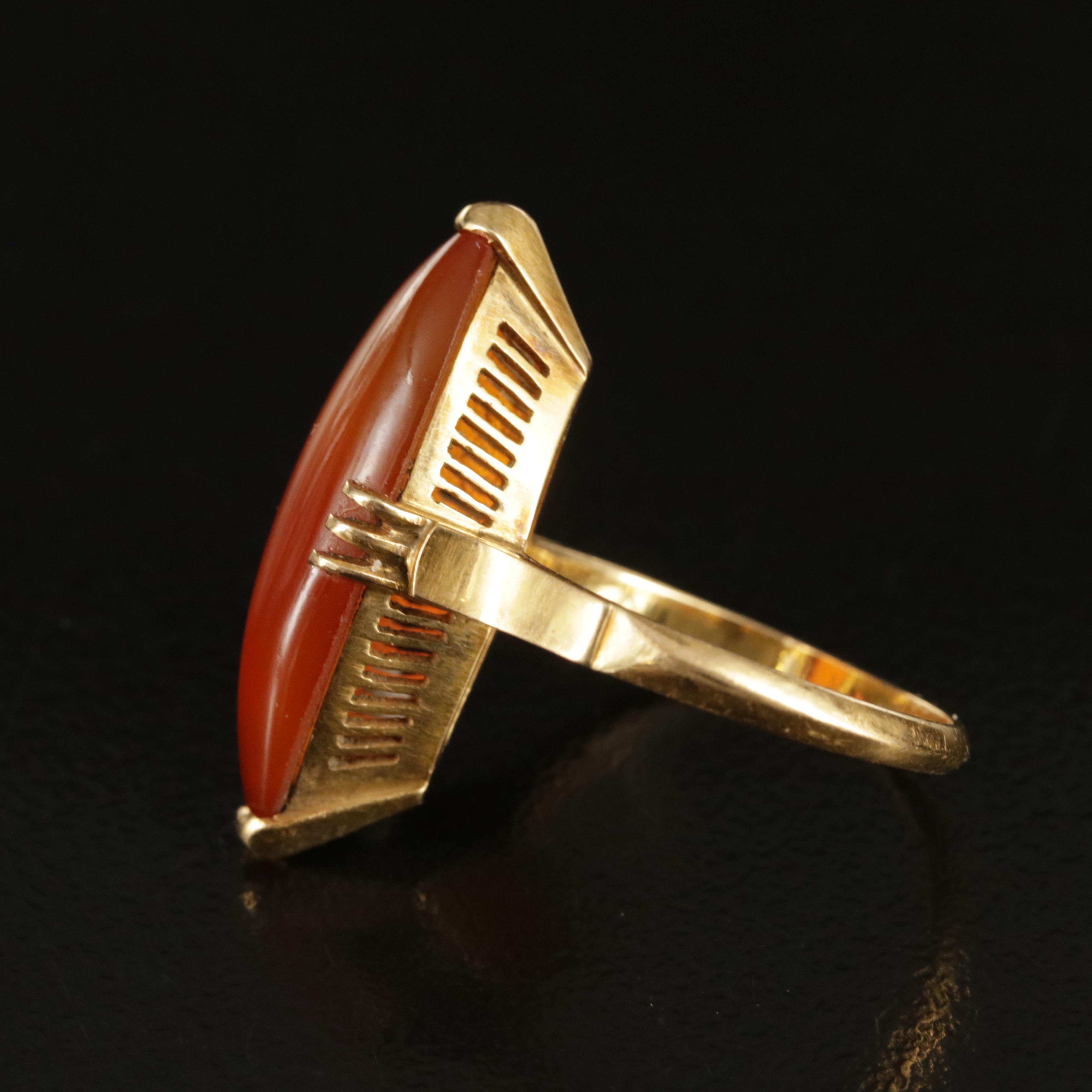 Antique 18K Carnelian Navette Ring