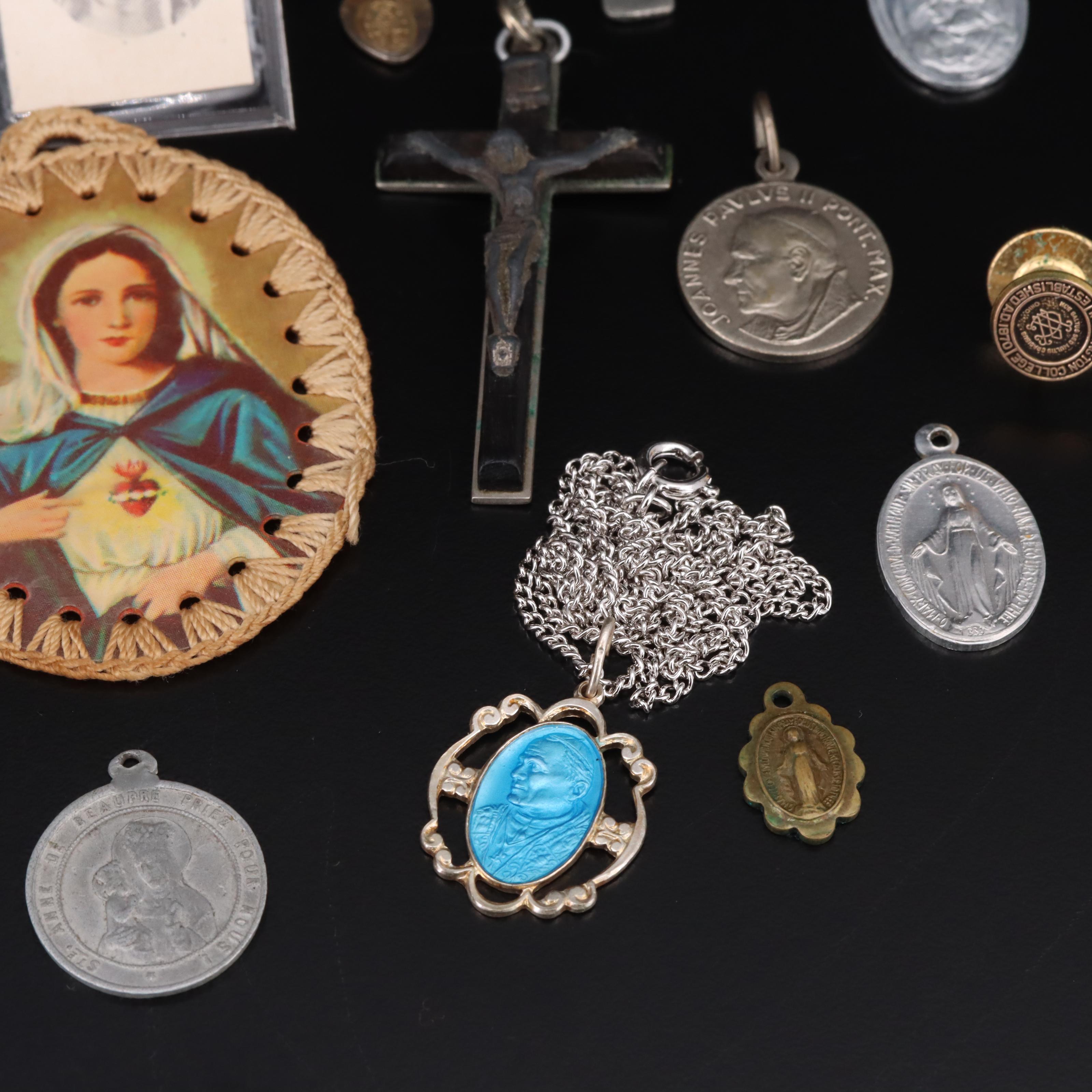 Christian Charms and Pendants Including Mexican, Cross, Mother Mary