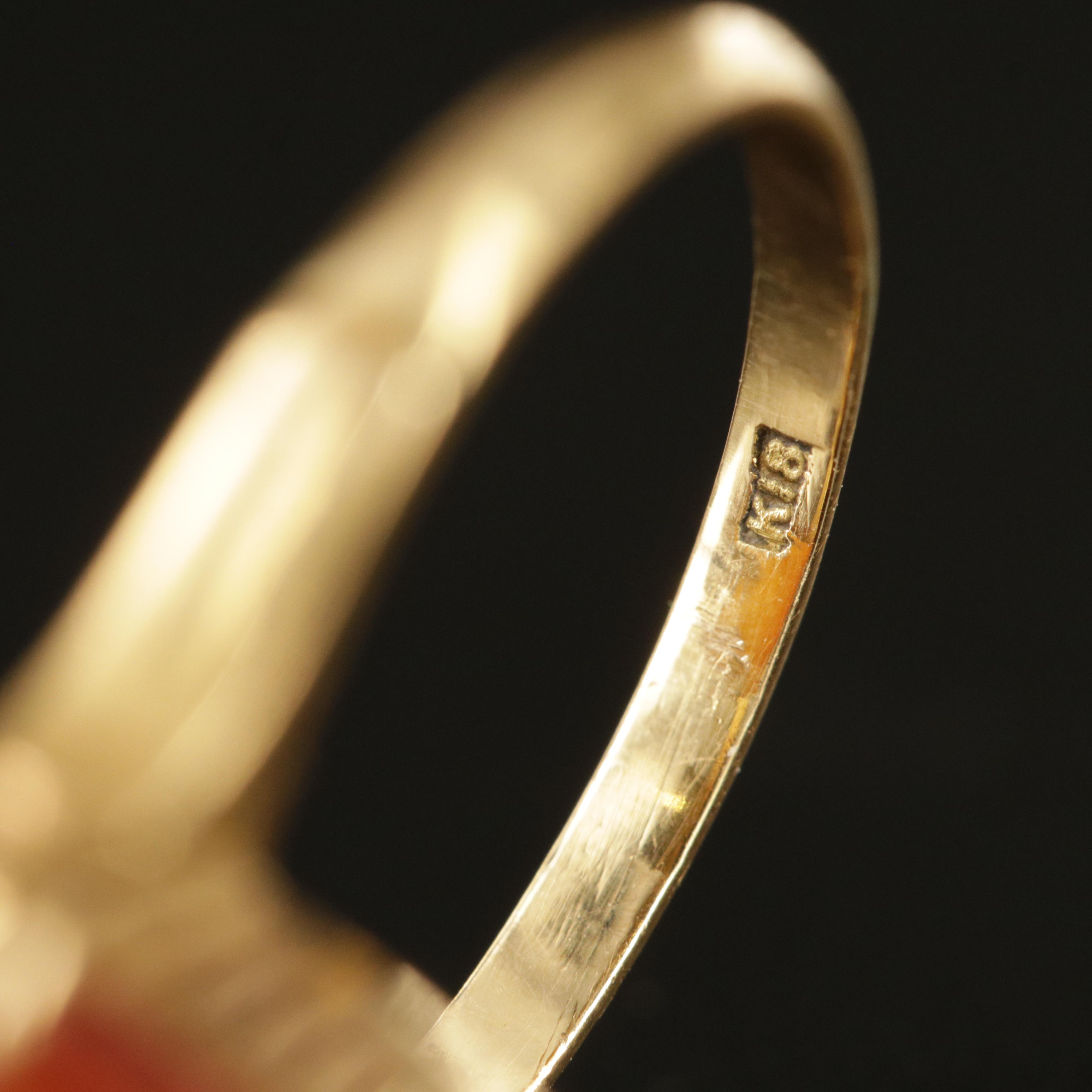 Antique 18K Carnelian Navette Ring