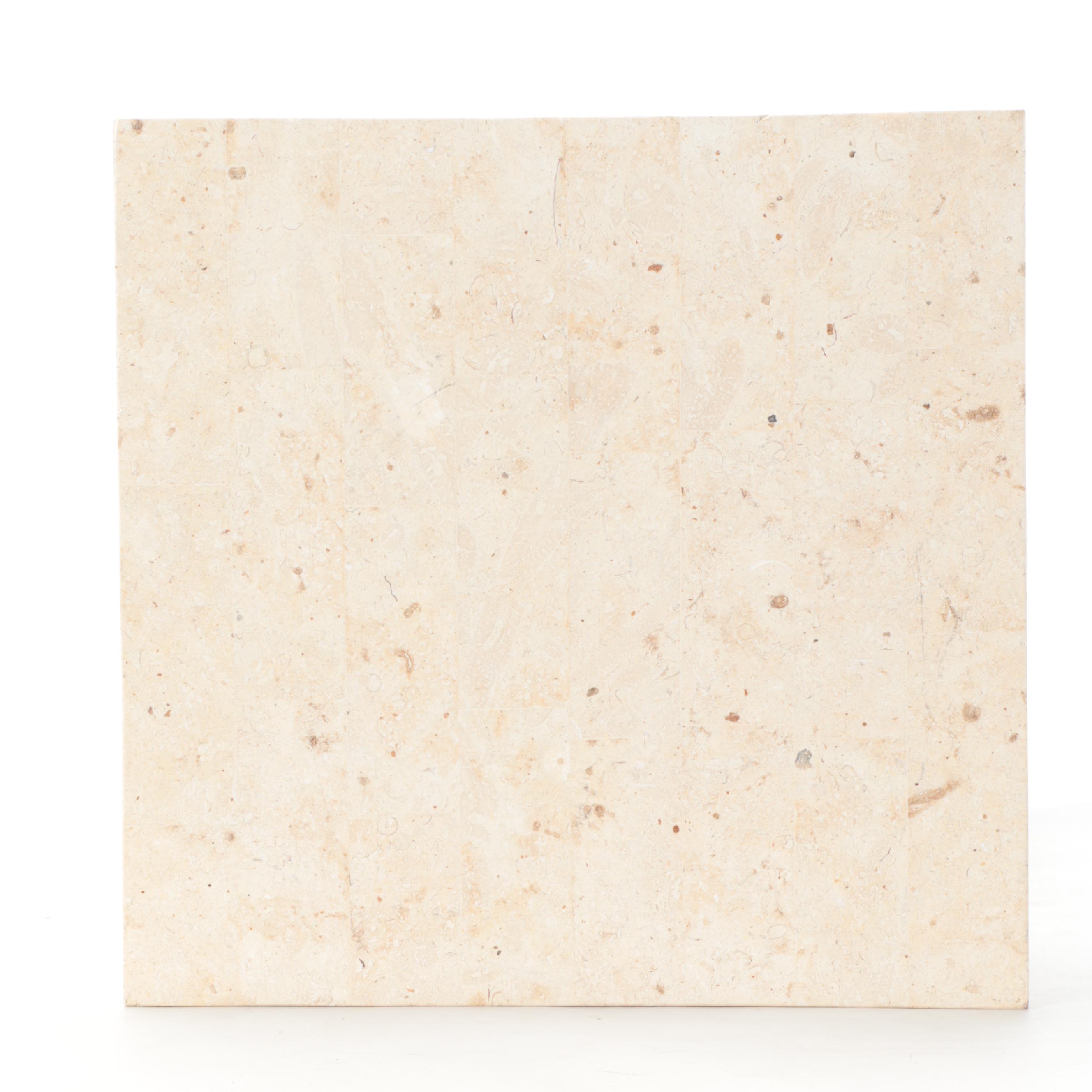 Philippine Travertine and Wrought Iron Side Table