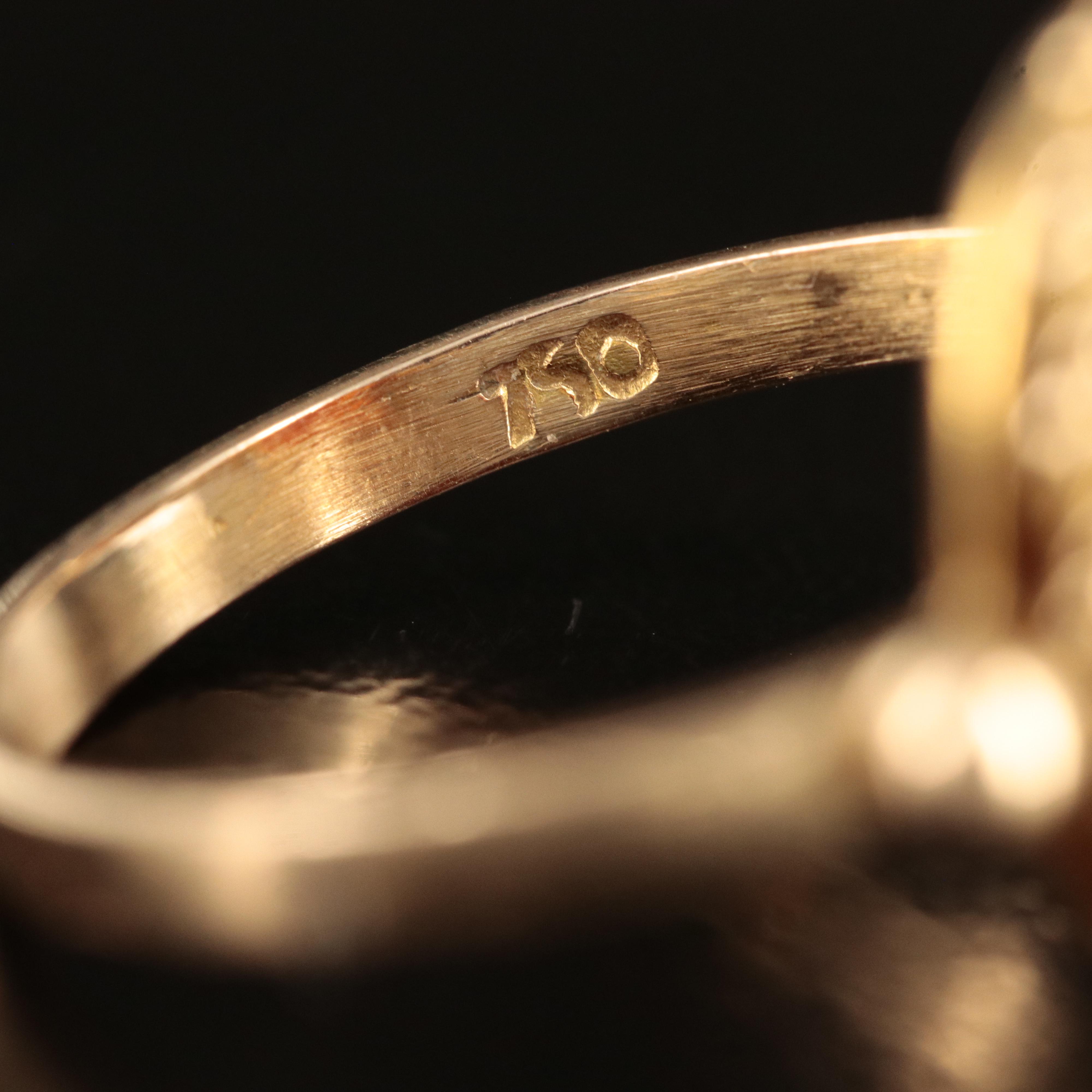 Vintage 14K Shell Cameo Ring with Rope Detail