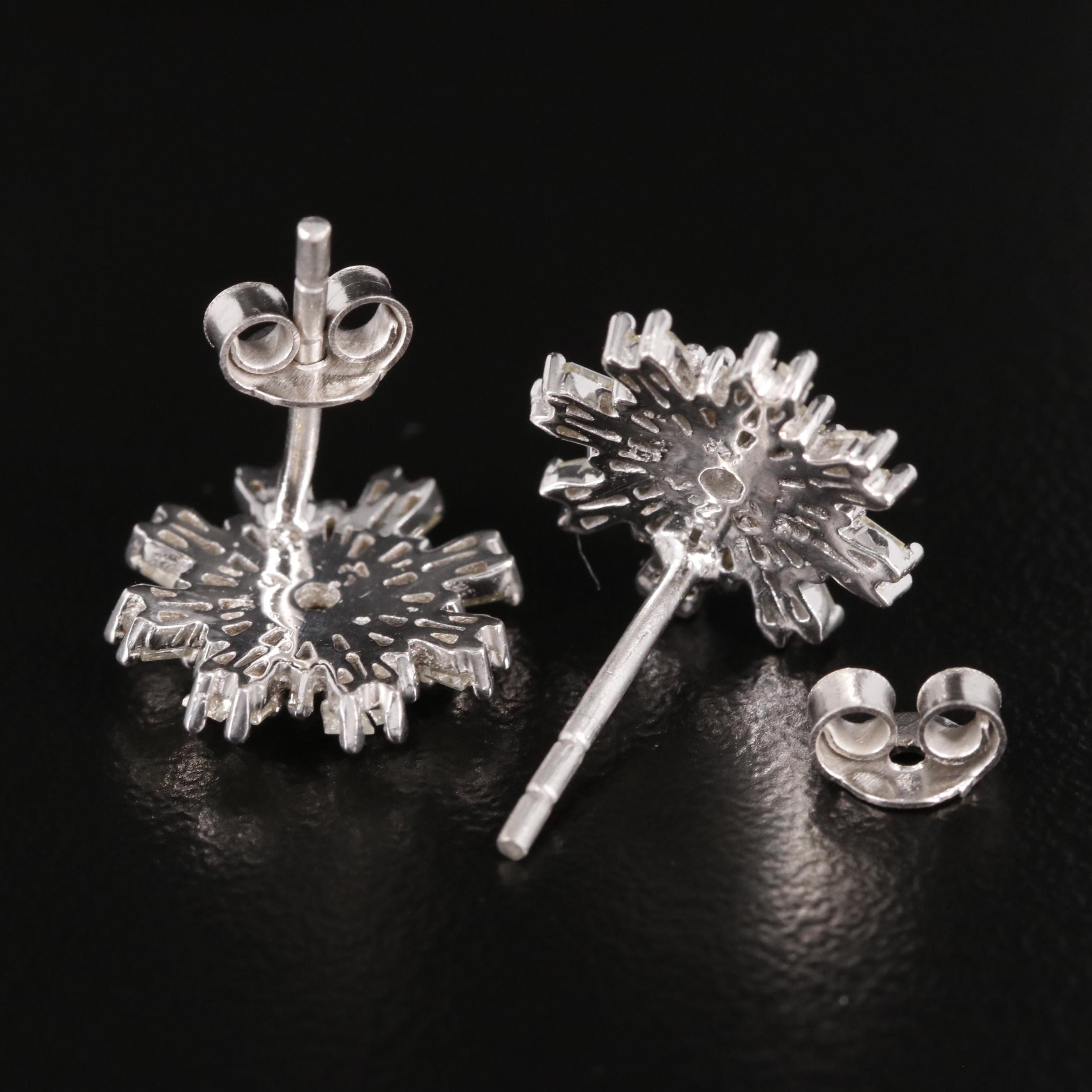 Sterling Diamond Button Earrings