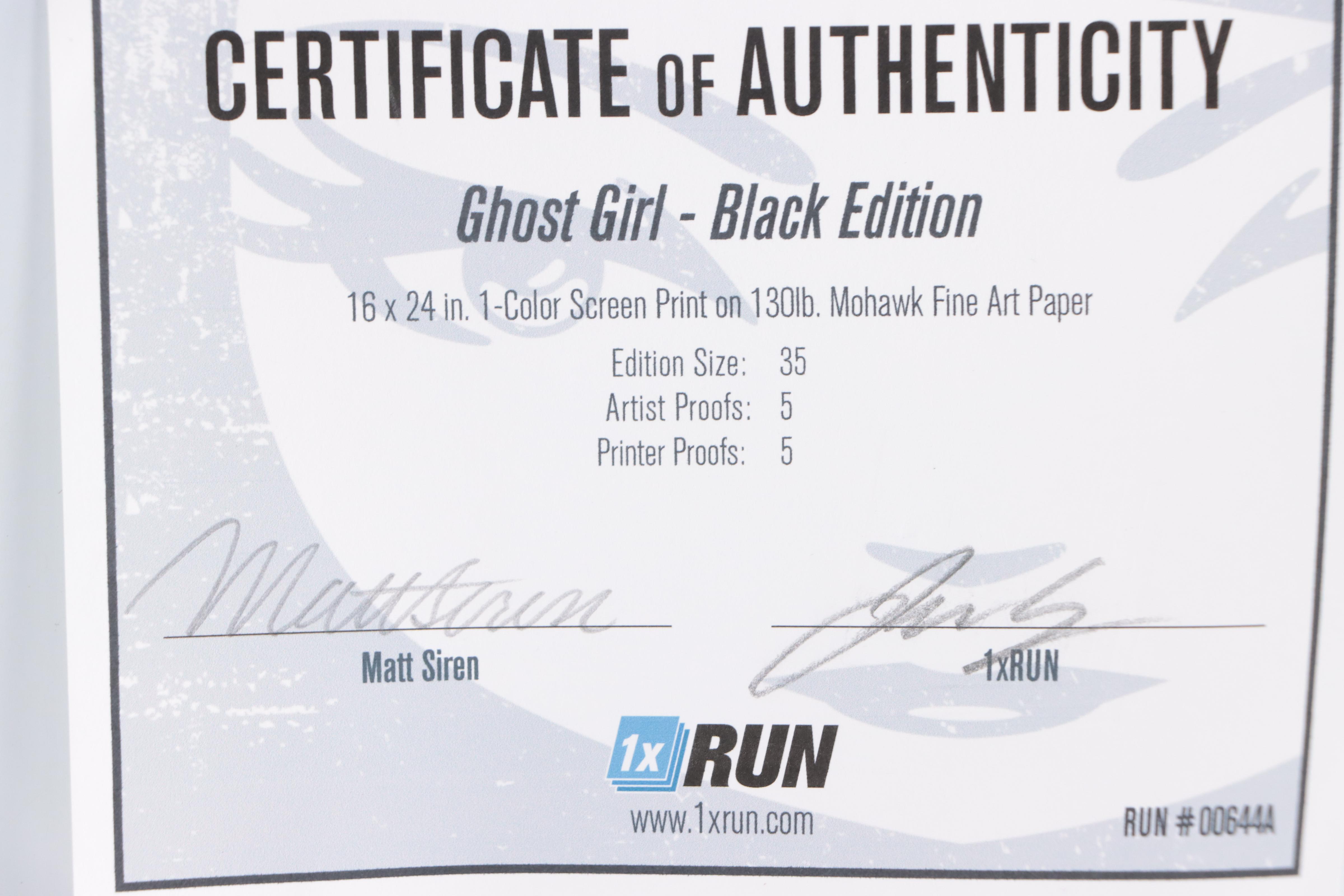 Matt Siren Serigraph "Ghost Girl"