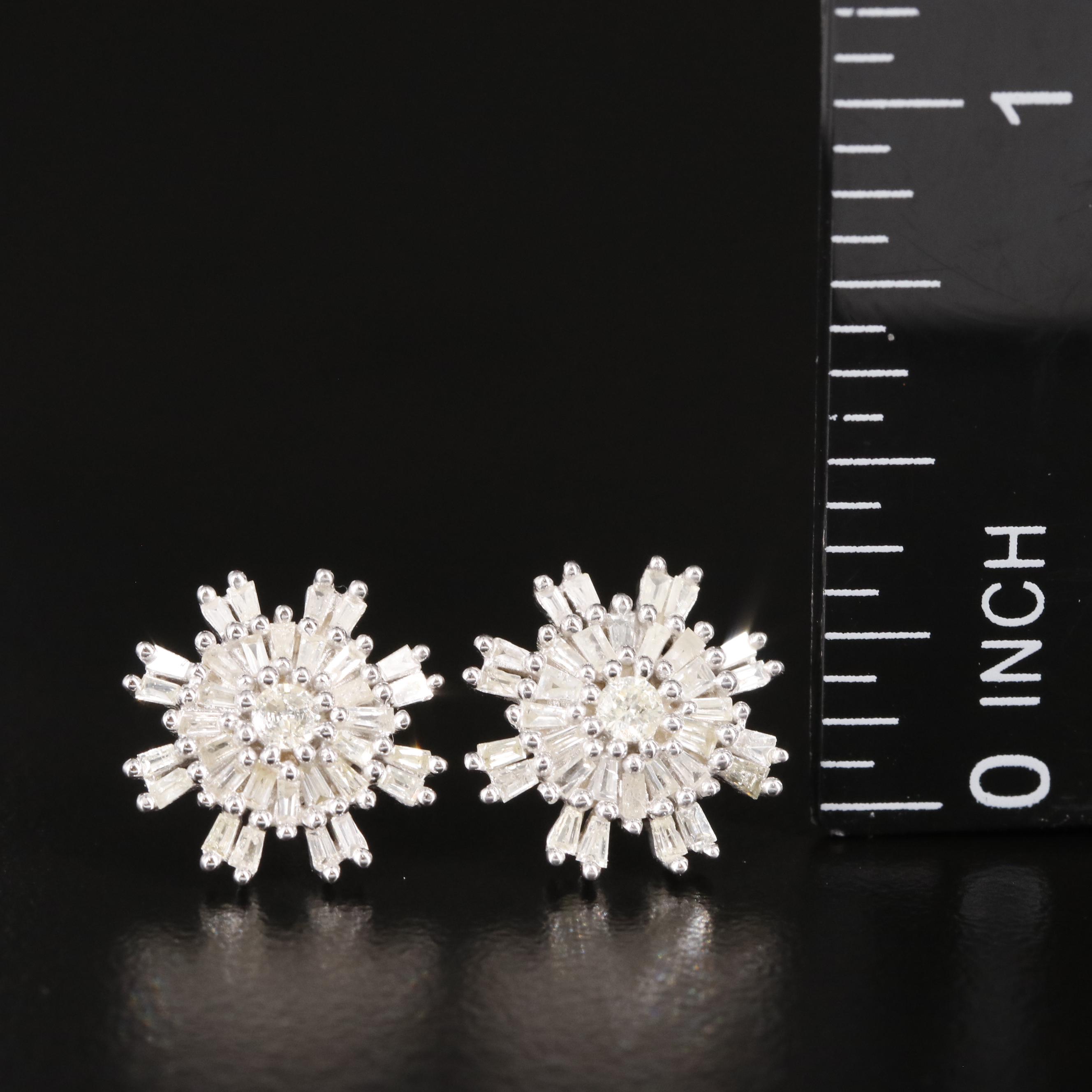 Sterling Diamond Button Earrings