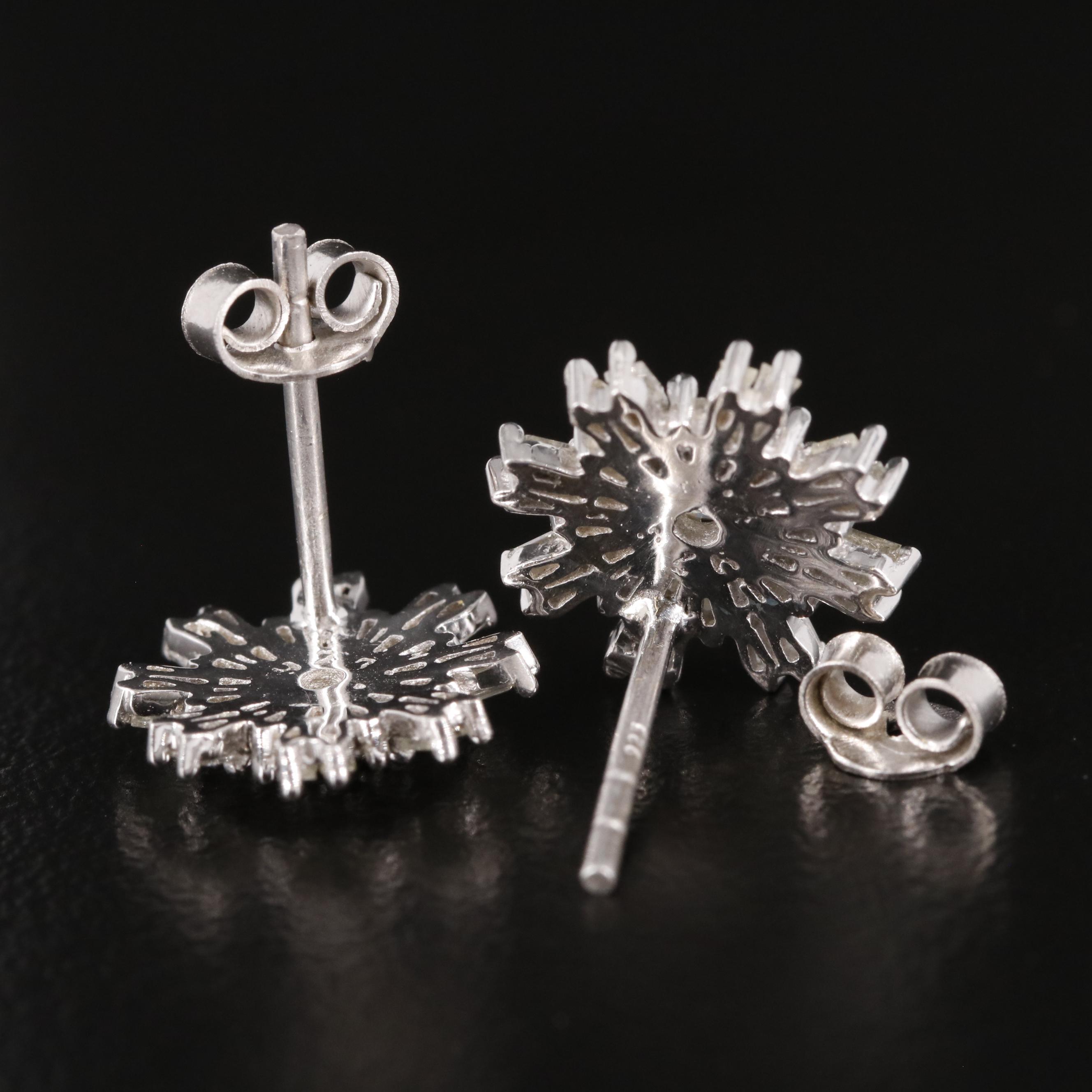 Sterling Diamond Button Earrings