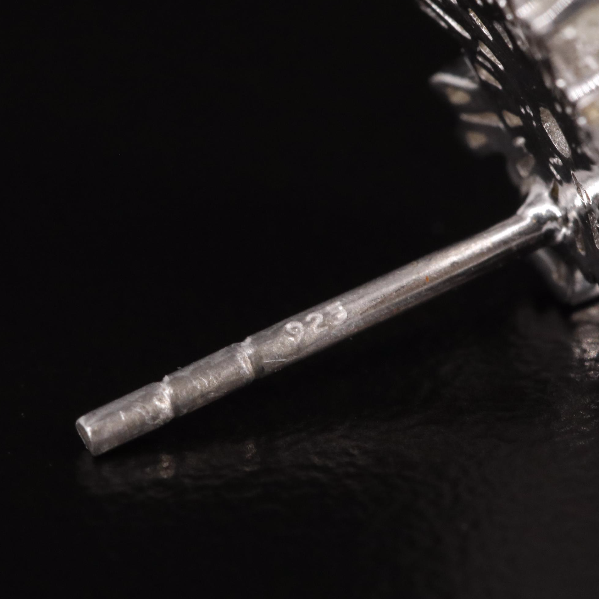 Sterling Diamond Button Earrings