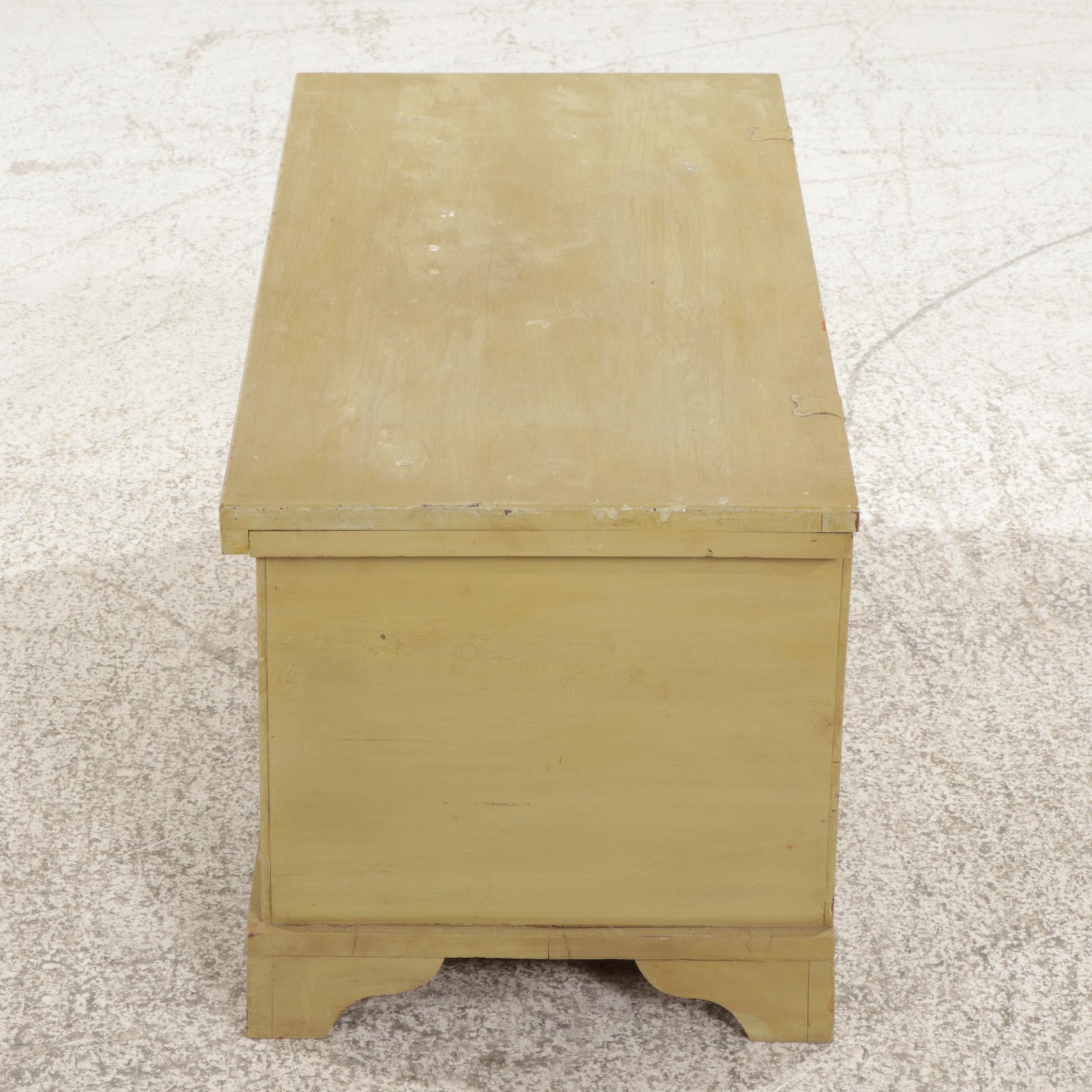 American Primitive Style Painted Cedar Blanket Chest, Mid-20th Century