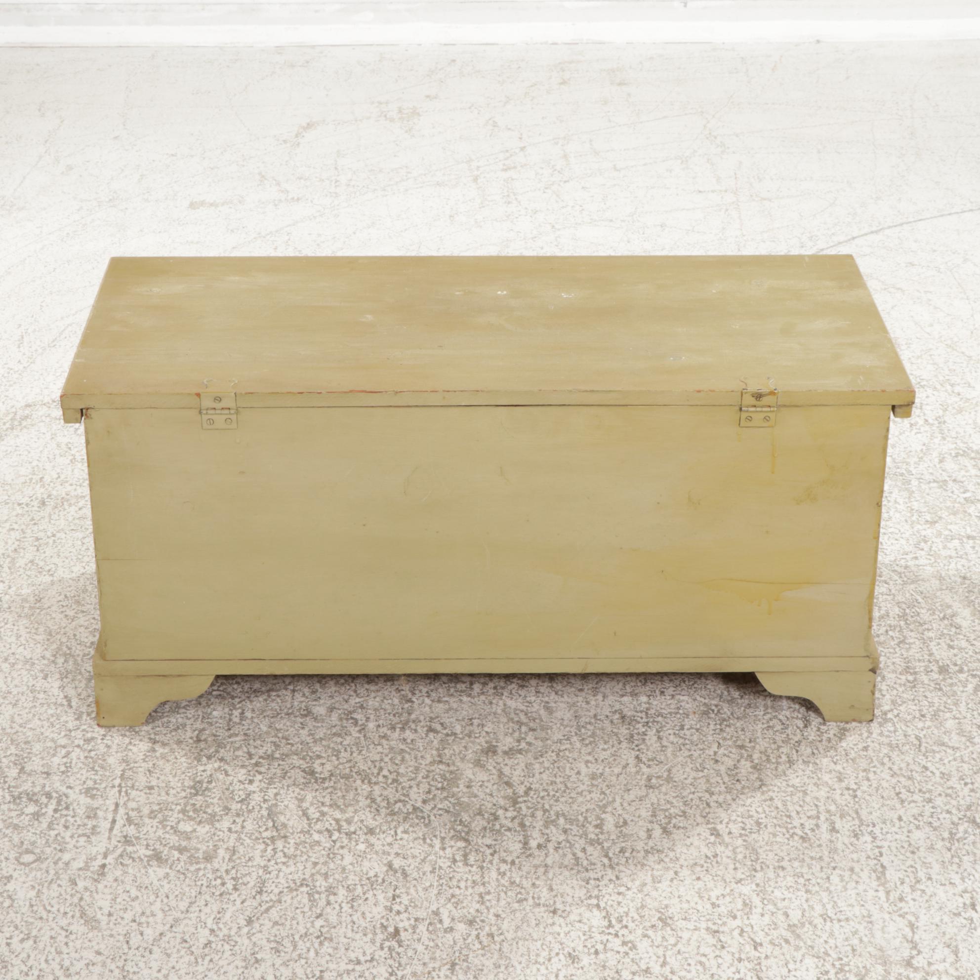 American Primitive Style Painted Cedar Blanket Chest, Mid-20th Century