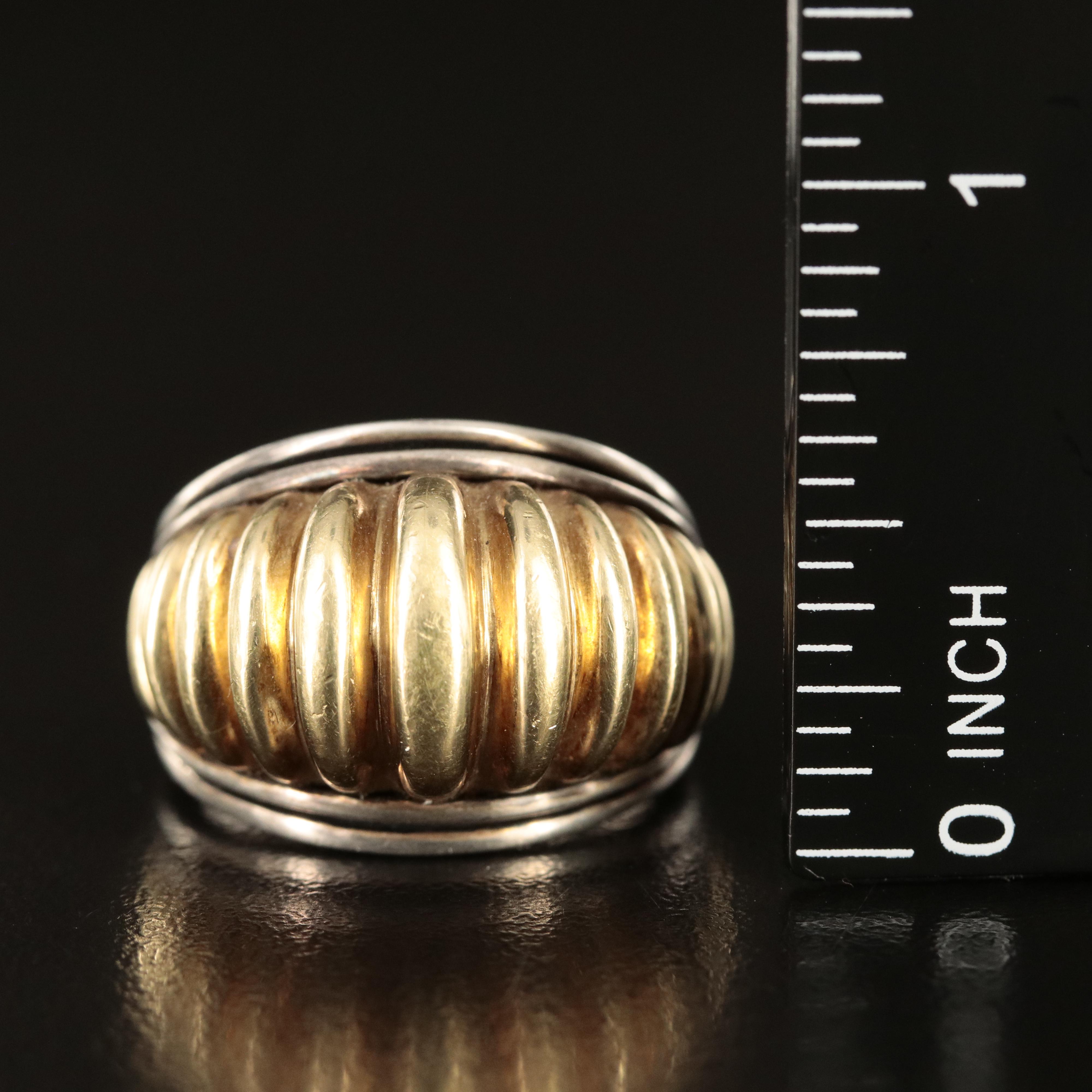 Lagos Caviar Sterling Fluted Ring with 18K Accents