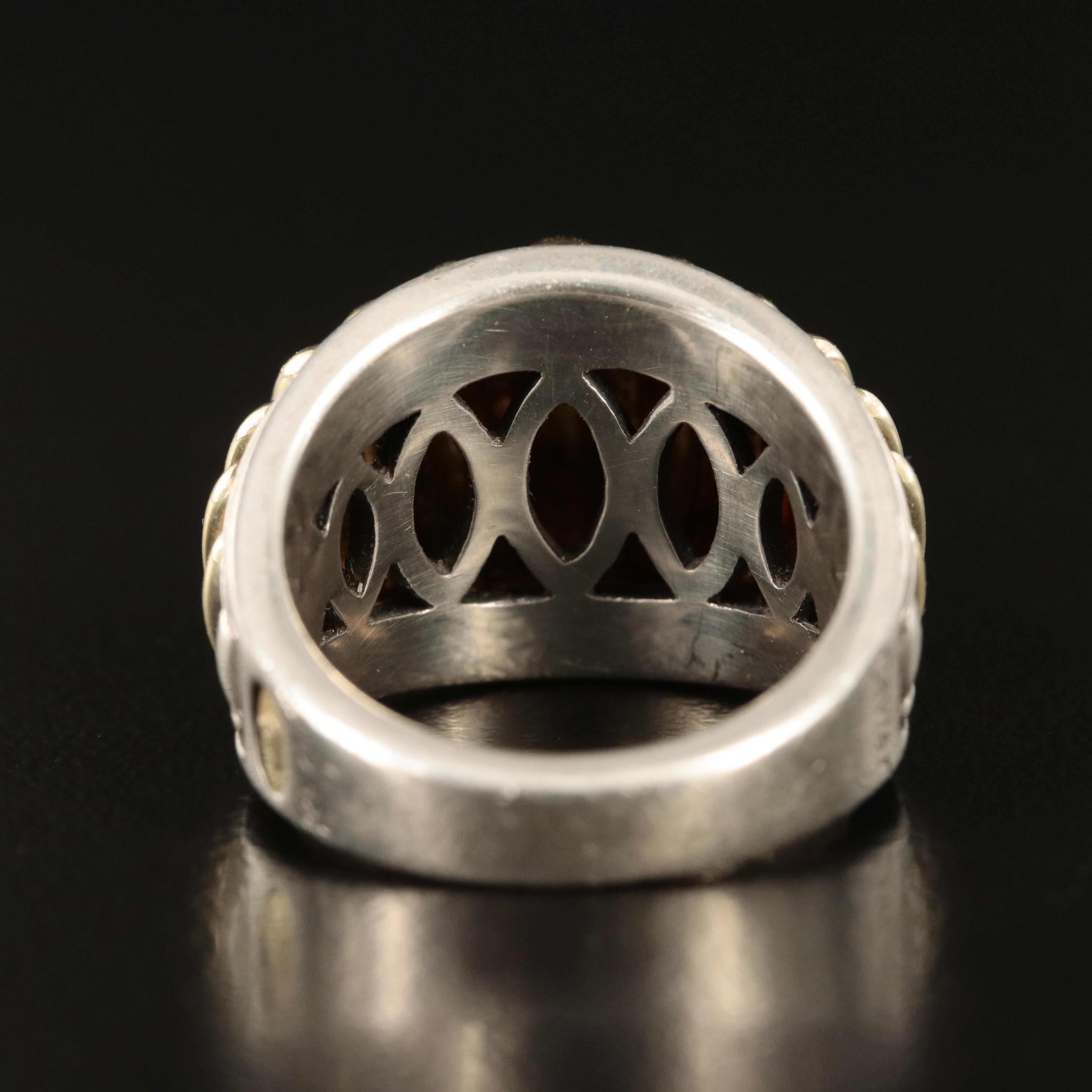 Lagos Caviar Sterling Fluted Ring with 18K Accents