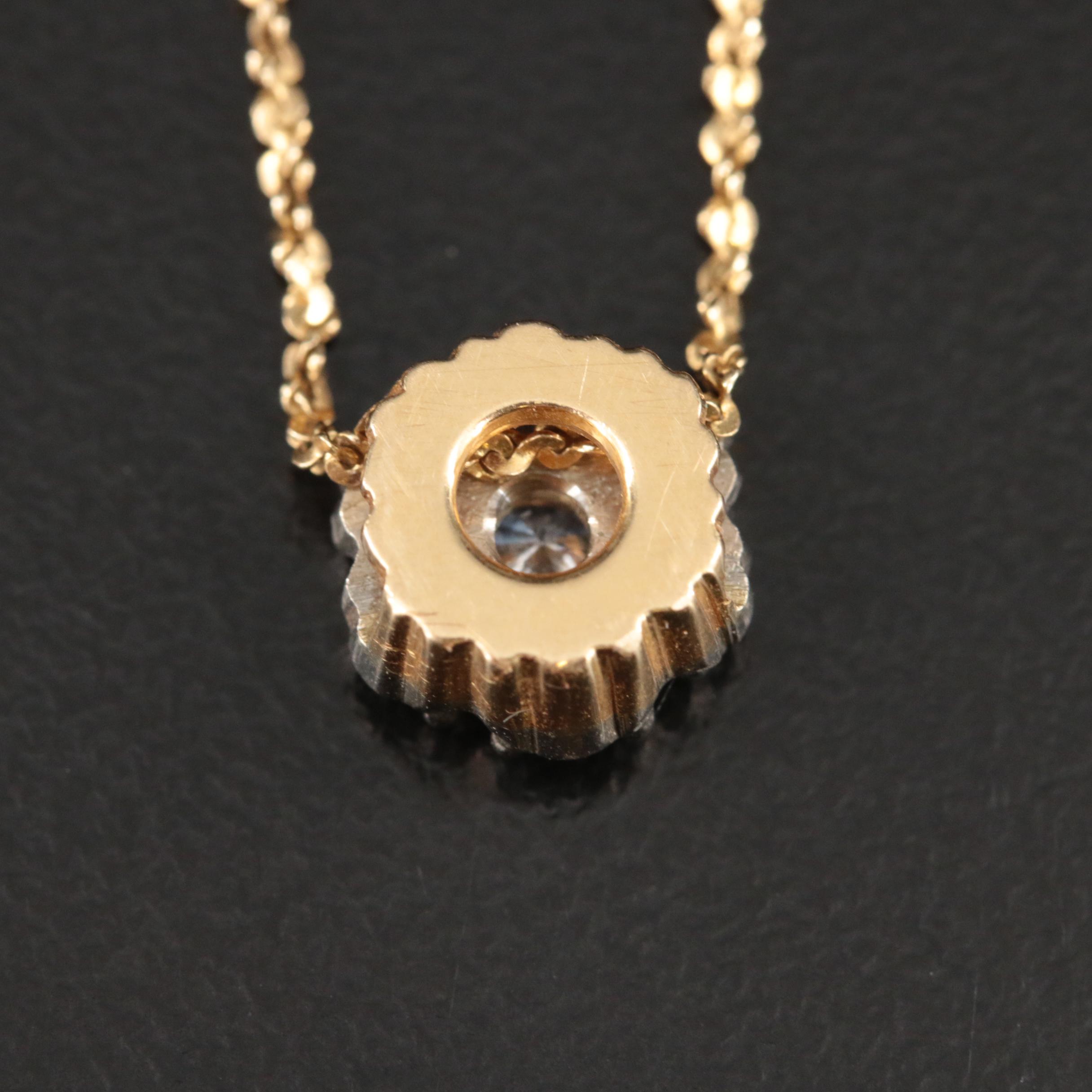 18K 0.75 CTW Diamond Clsuter Pendant Necklace