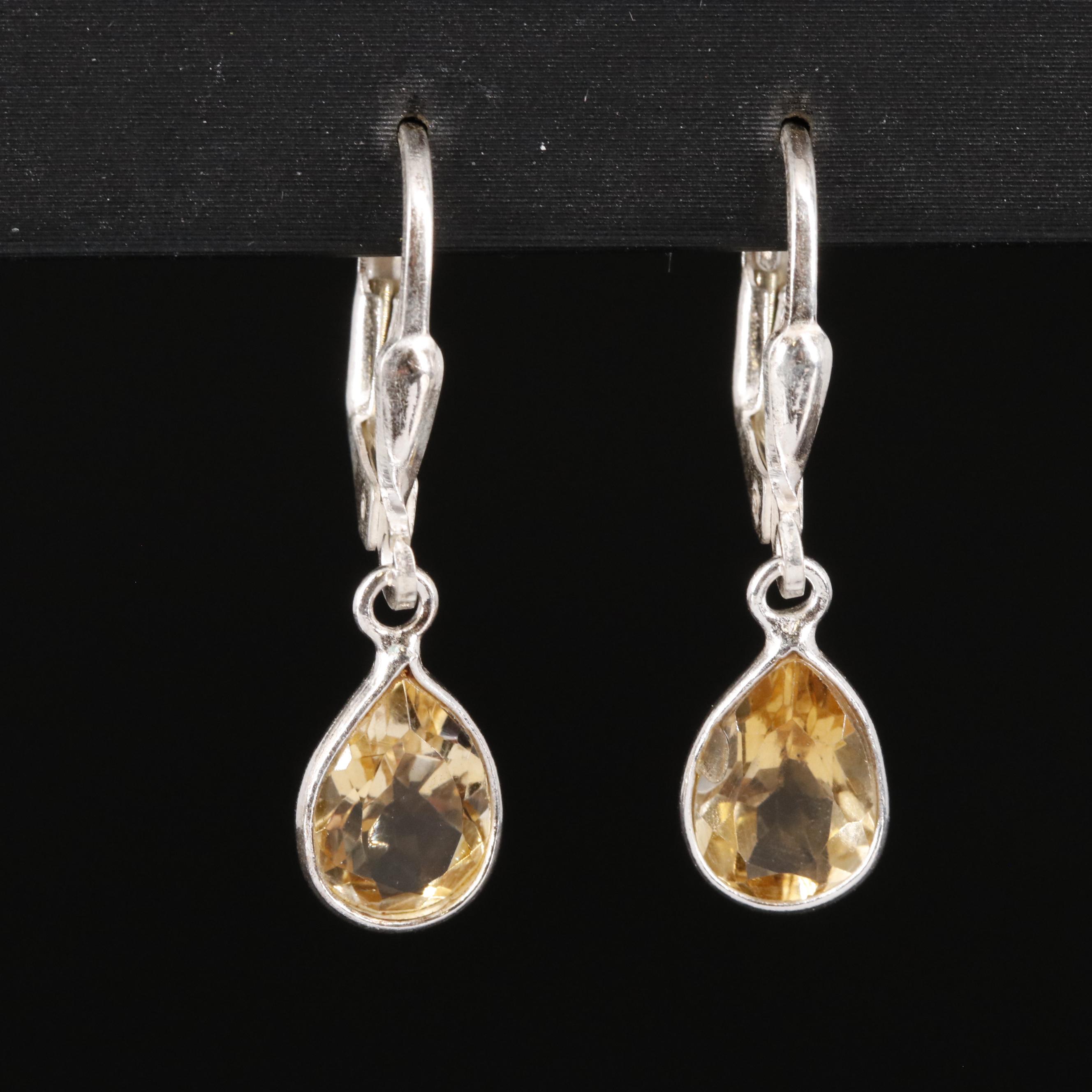 Sterling Citrine Dangle Earrings