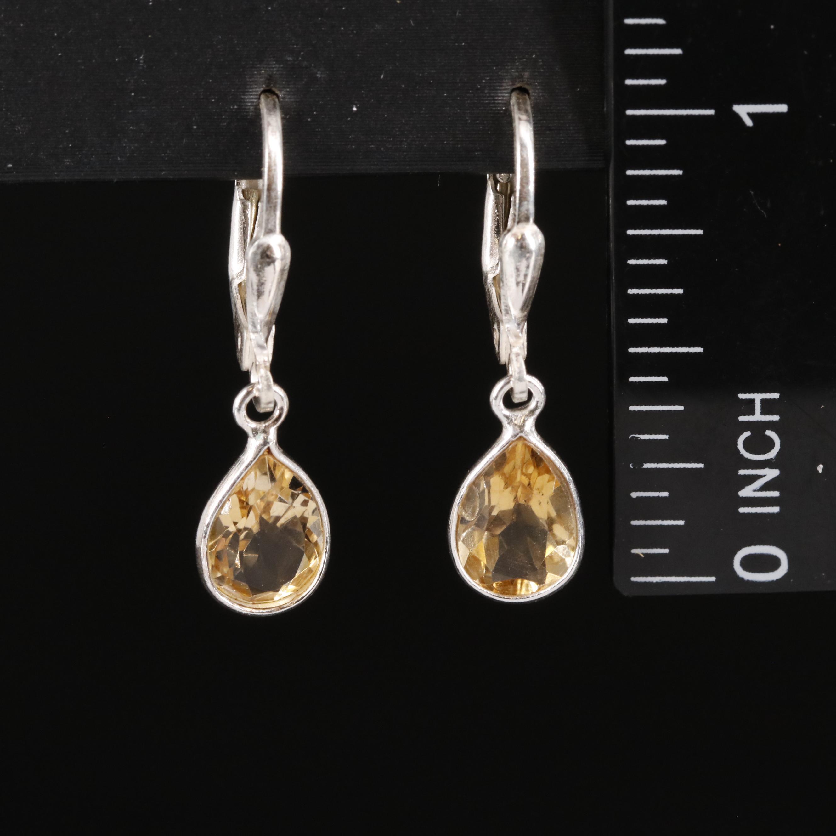 Sterling Citrine Dangle Earrings