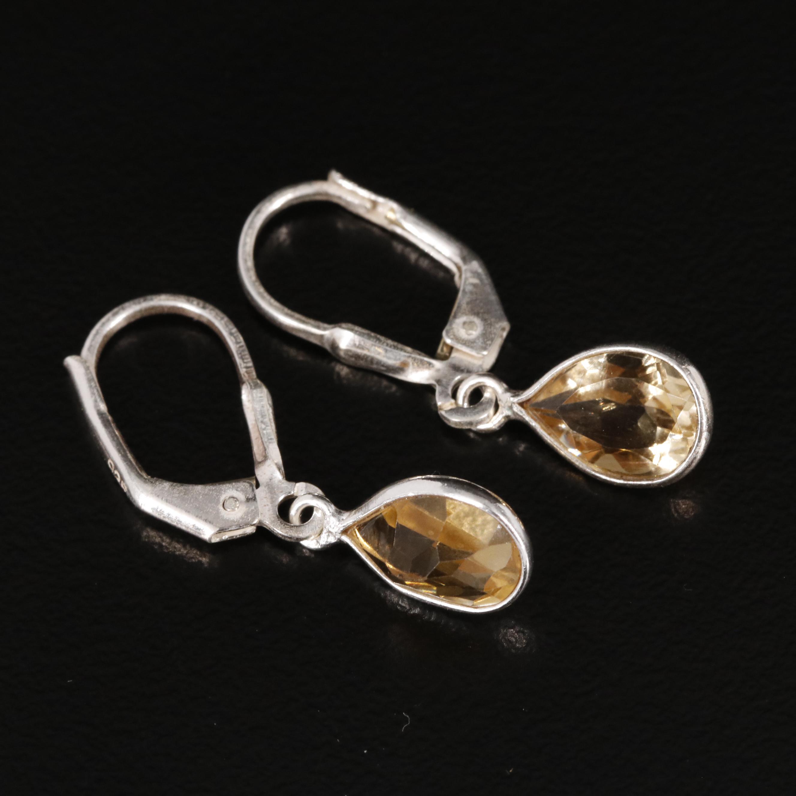 Sterling Citrine Dangle Earrings