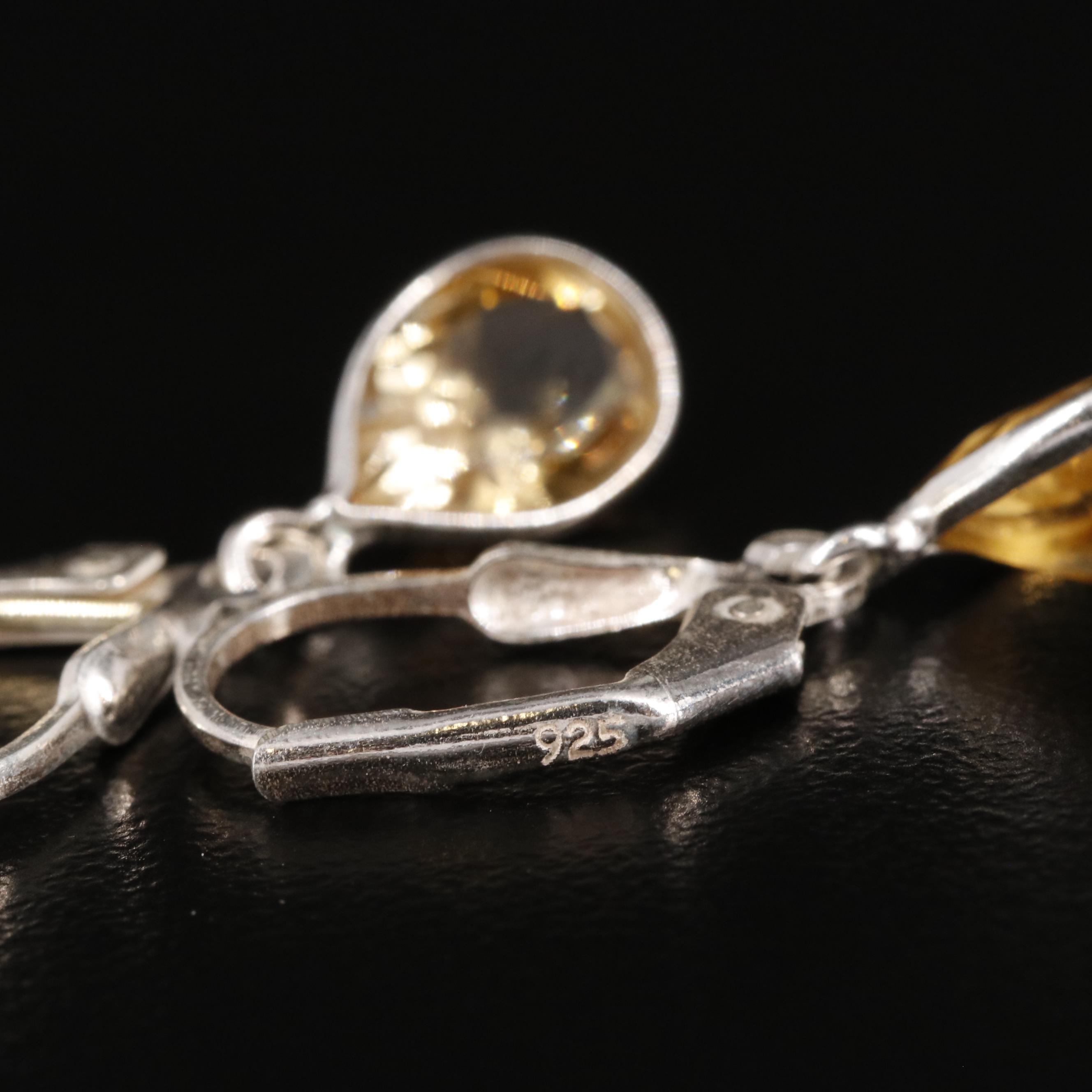 Sterling Citrine Dangle Earrings