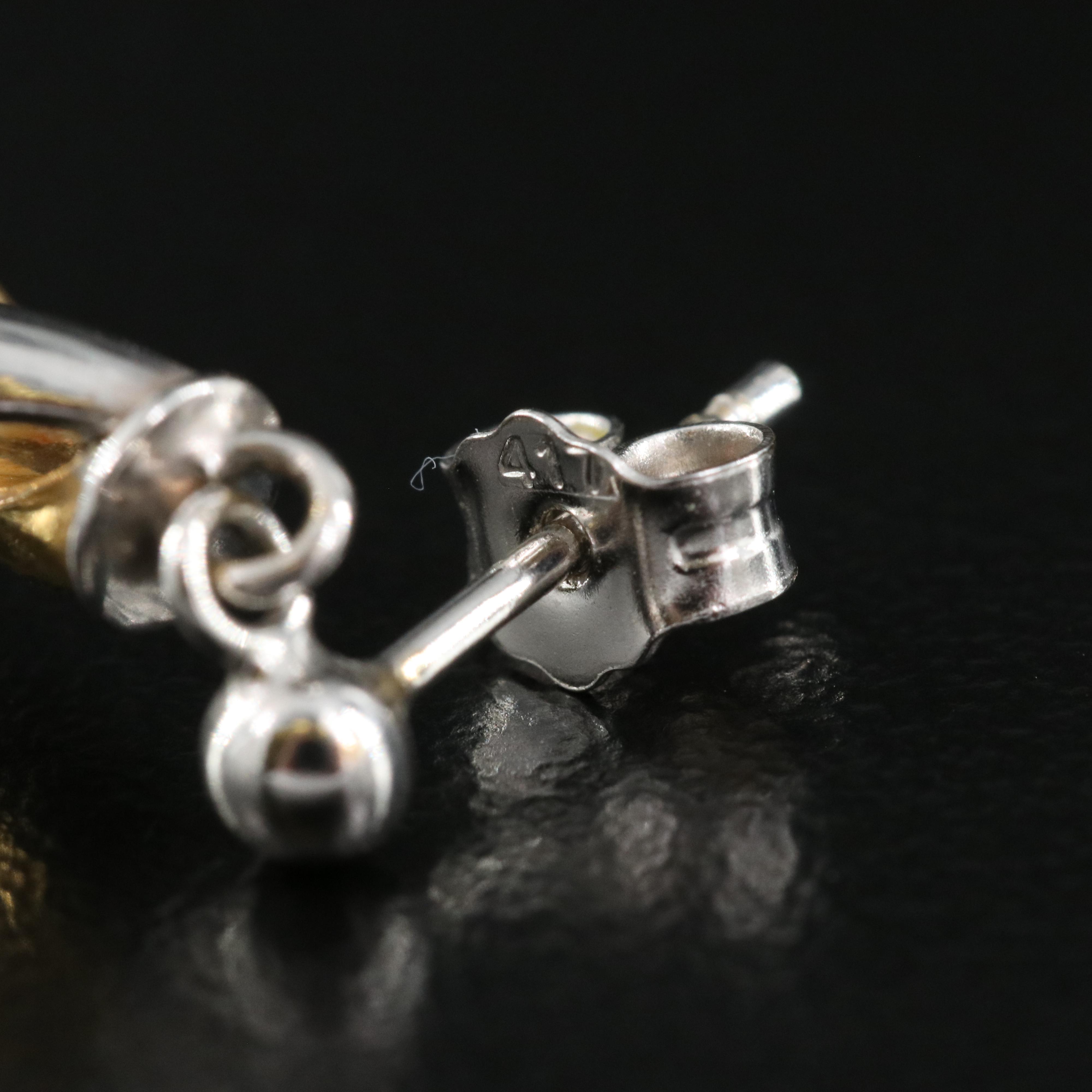 10K Two-Tone Spiral Drop Earrings