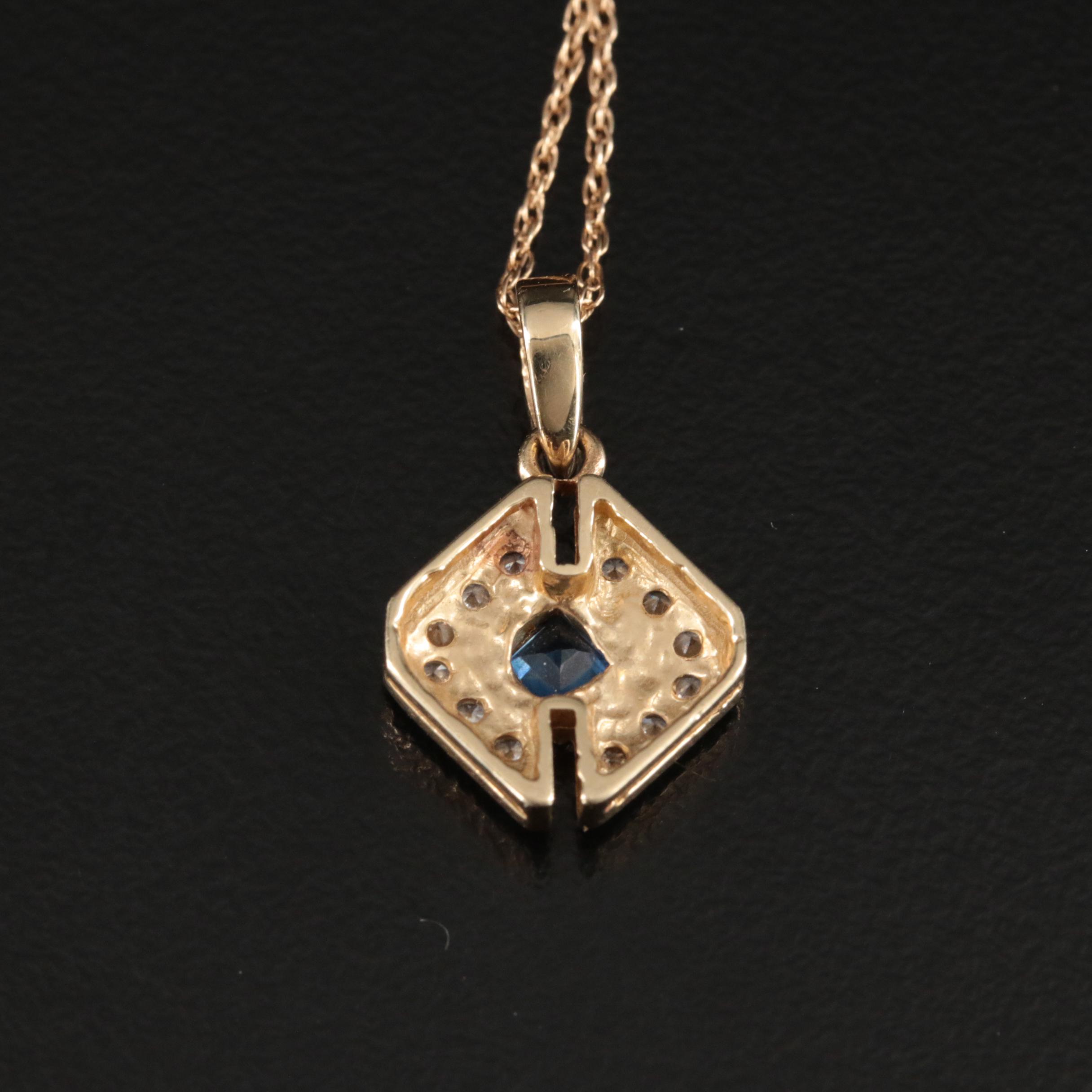 14K Sapphire and Diamond Pendant Necklace