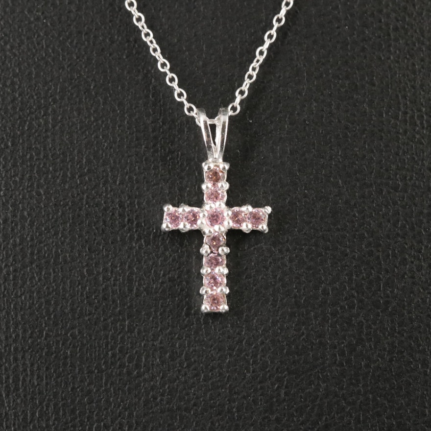Sterling Cable Chain Cross Pendant Necklace