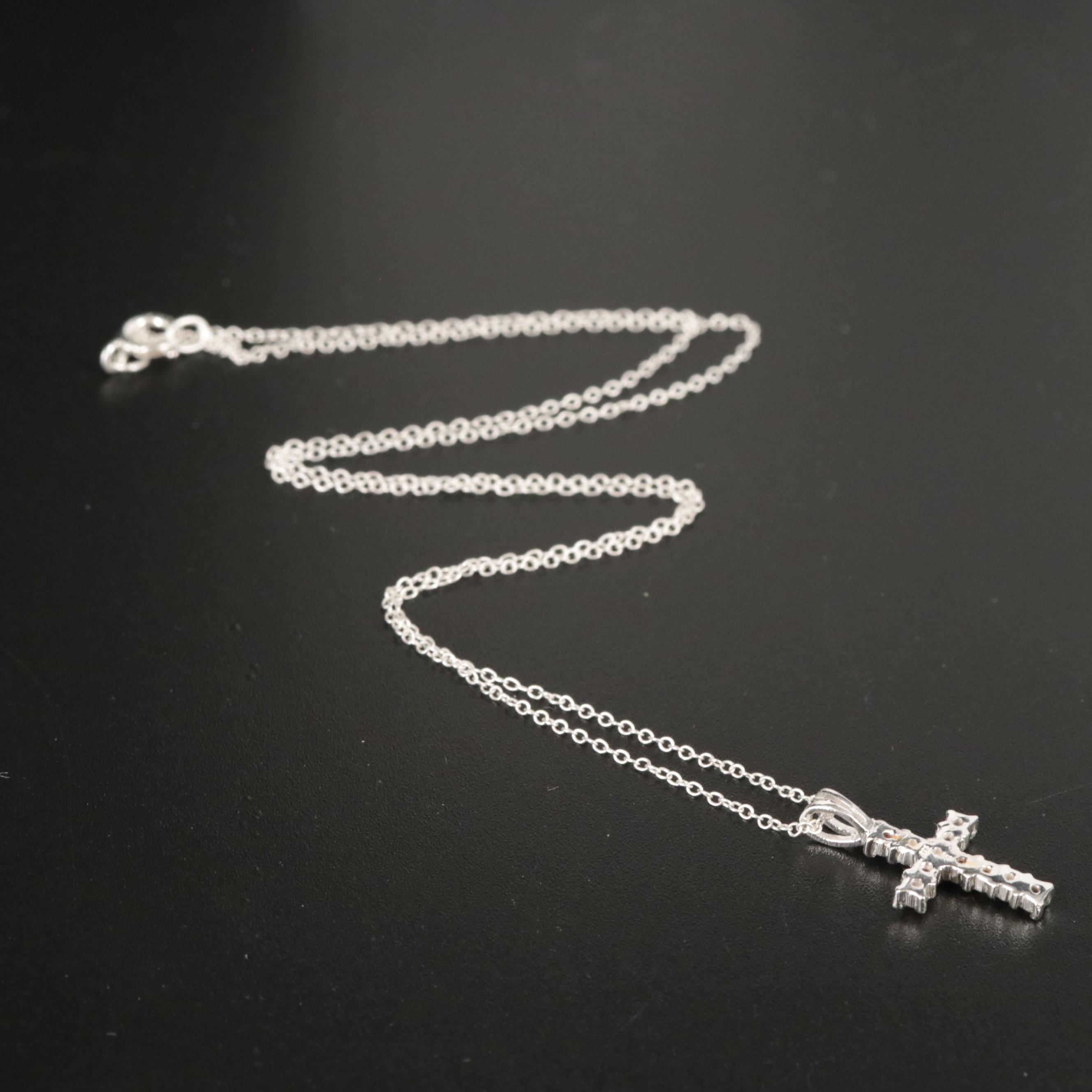 Sterling Cable Chain Cross Pendant Necklace