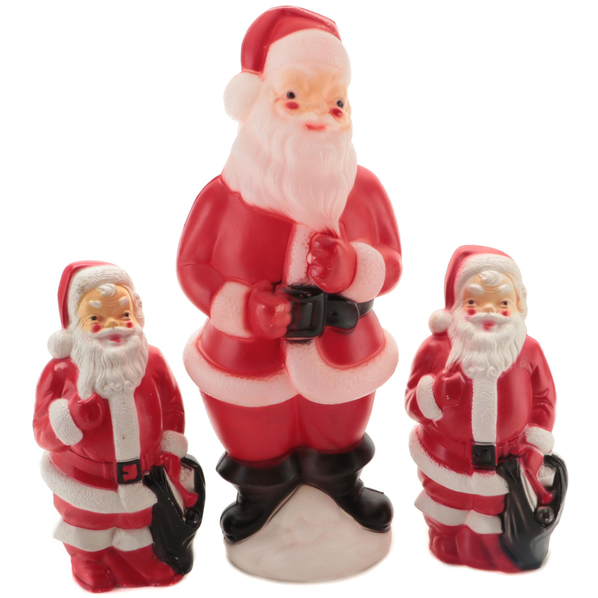 Carolina and Empire Plastic Blow Mold Santa Claus Lighted Decorations