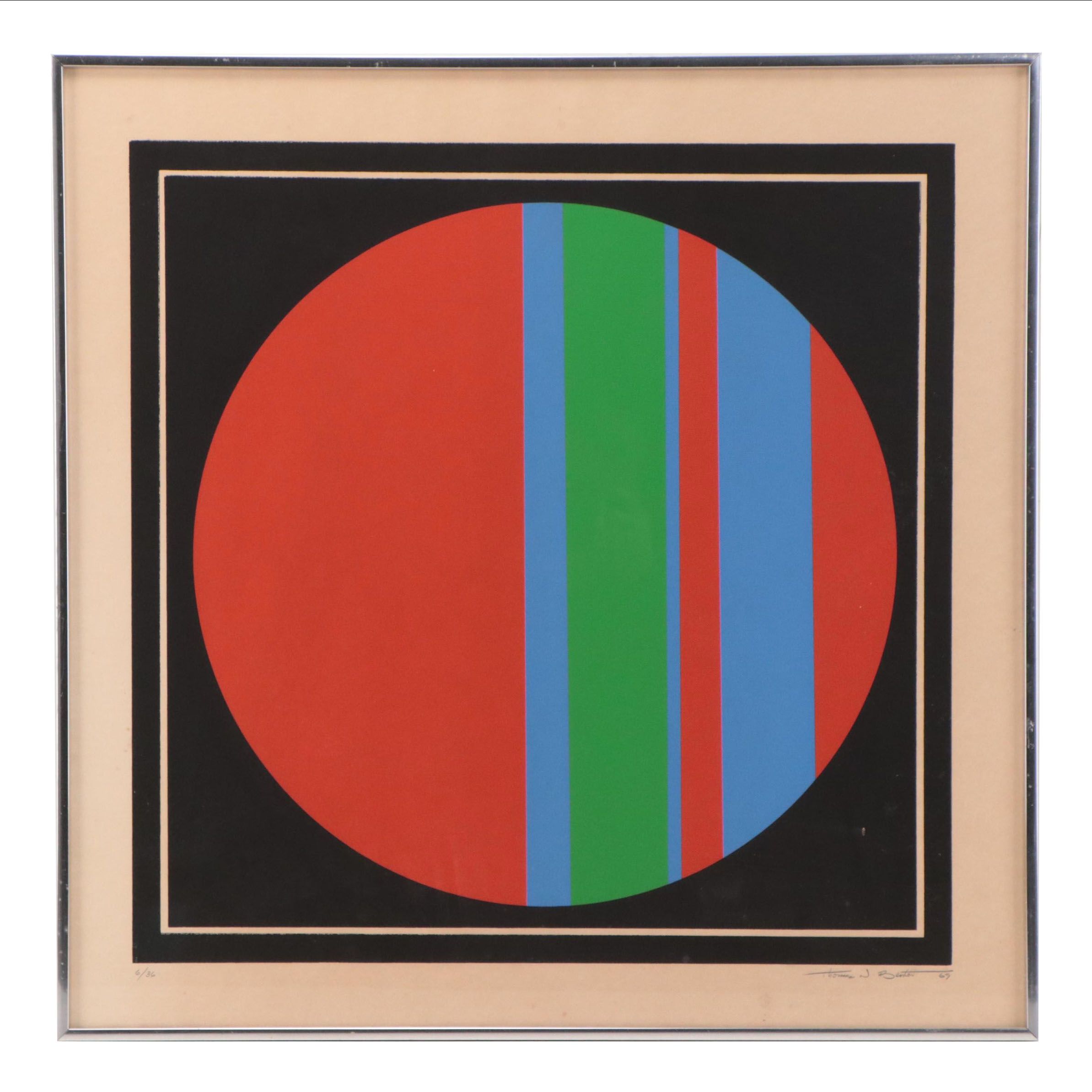 Thomas Whelan Benton Geometric Serigraph, 1969