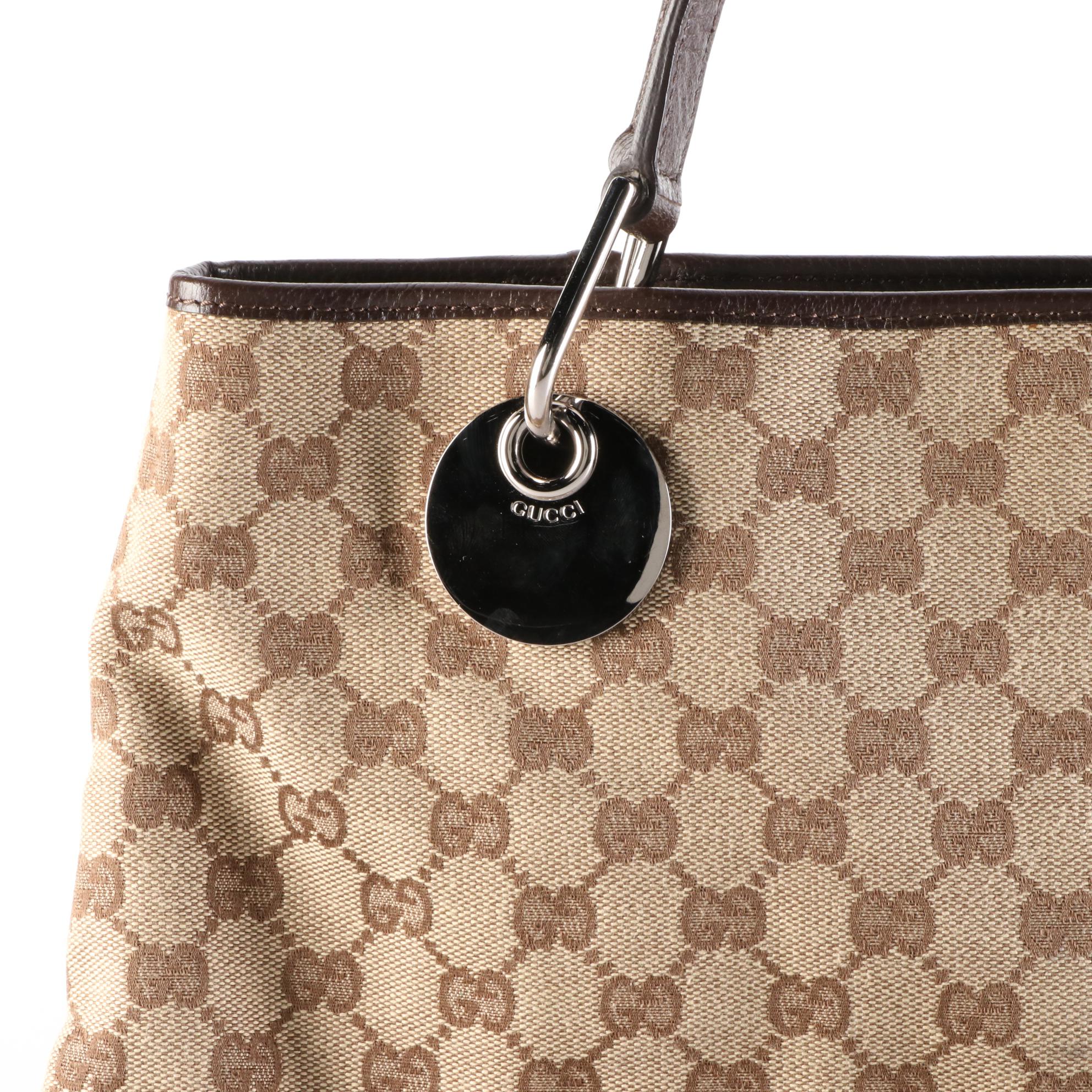 Gucci Shoulder Bag in GG Canvas and Cinghiale Leather