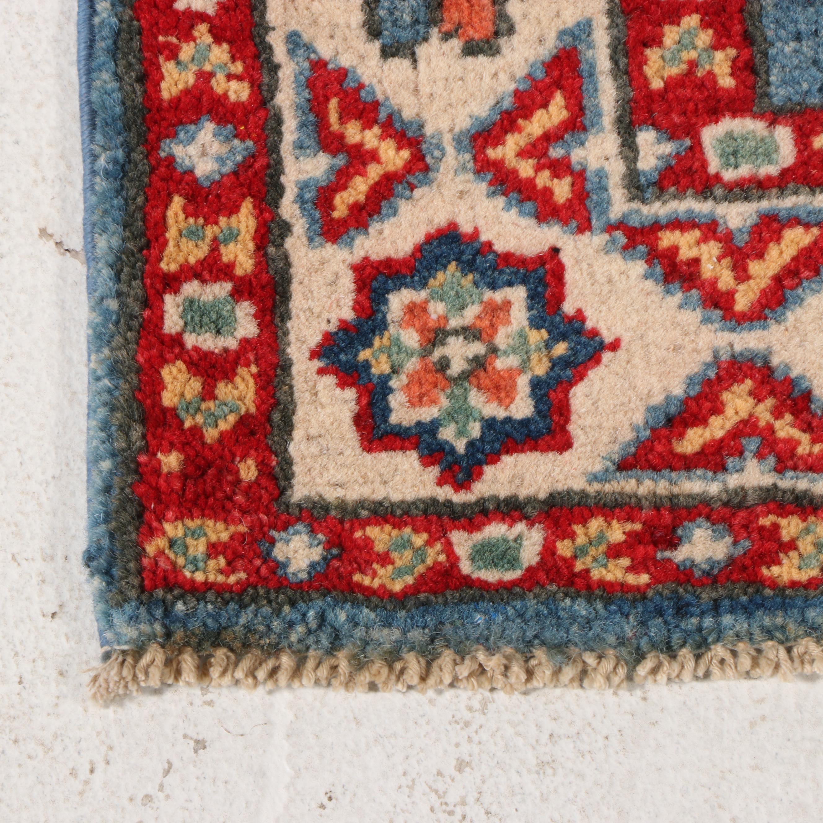 2'3 x 6' Hand-Knotted Pakistani Kazak-Style Carpet Runner