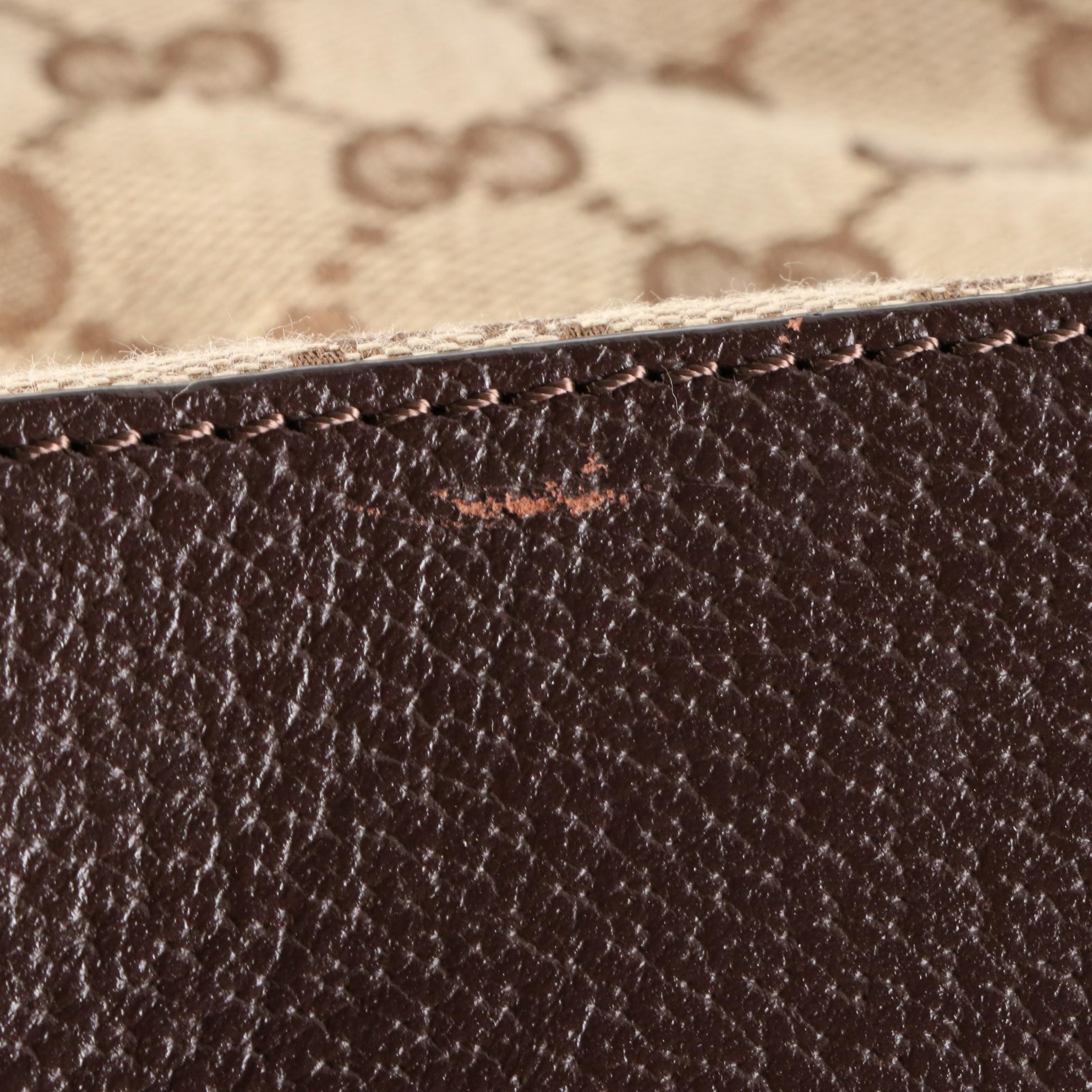 Gucci Shoulder Bag in GG Canvas and Cinghiale Leather