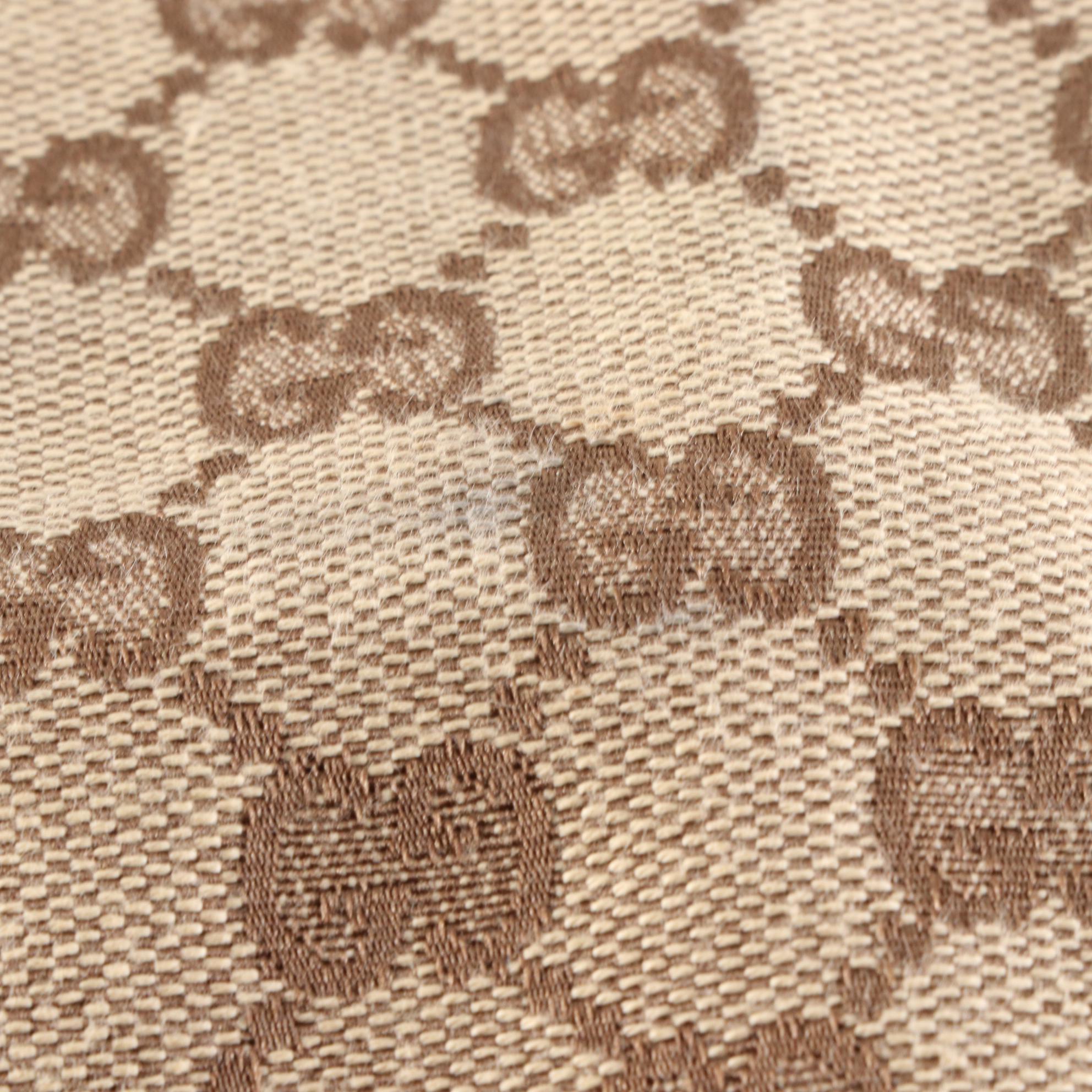 Gucci Shoulder Bag in GG Canvas and Cinghiale Leather