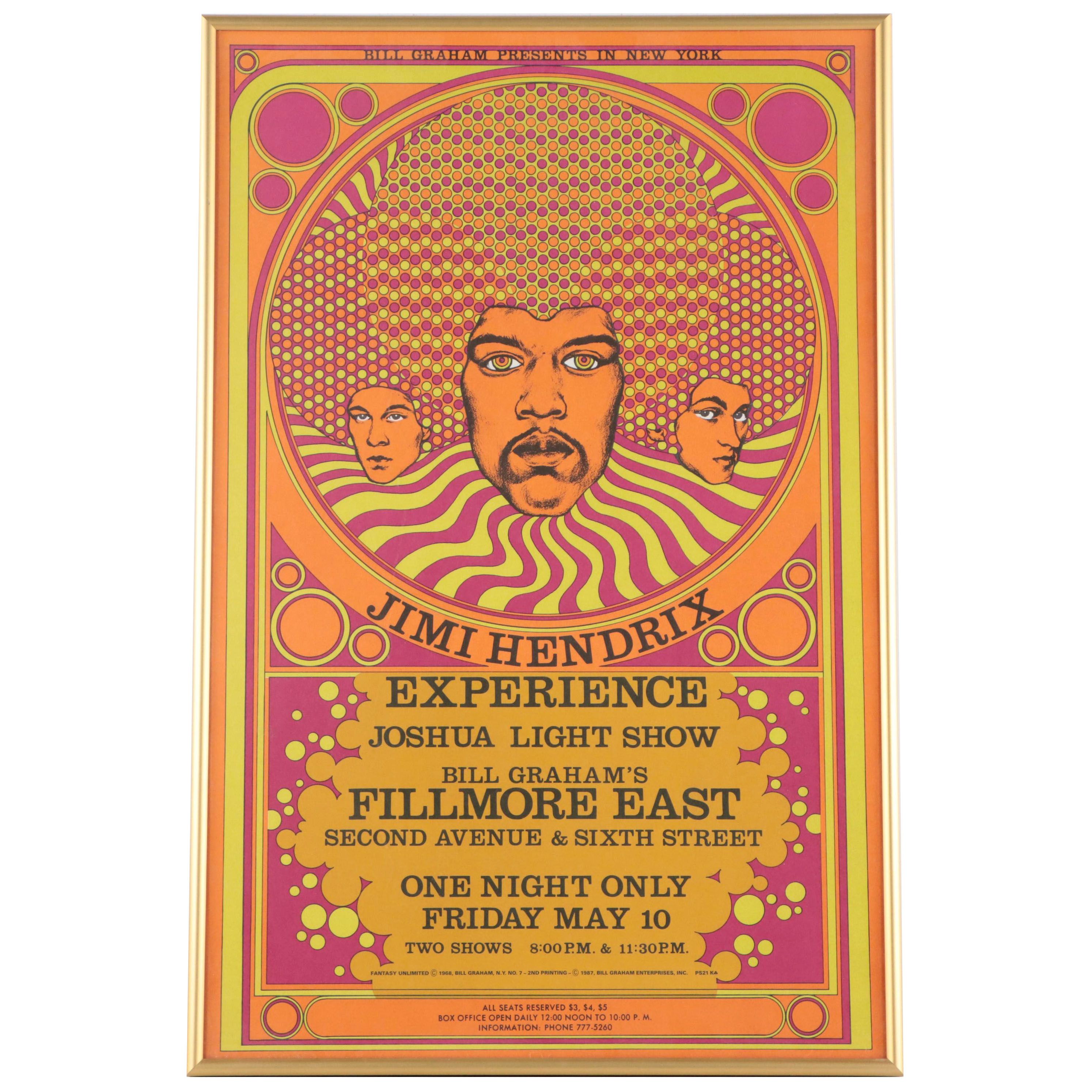 Jimi Hendrix Color Lithograph Concert Poster, 1968