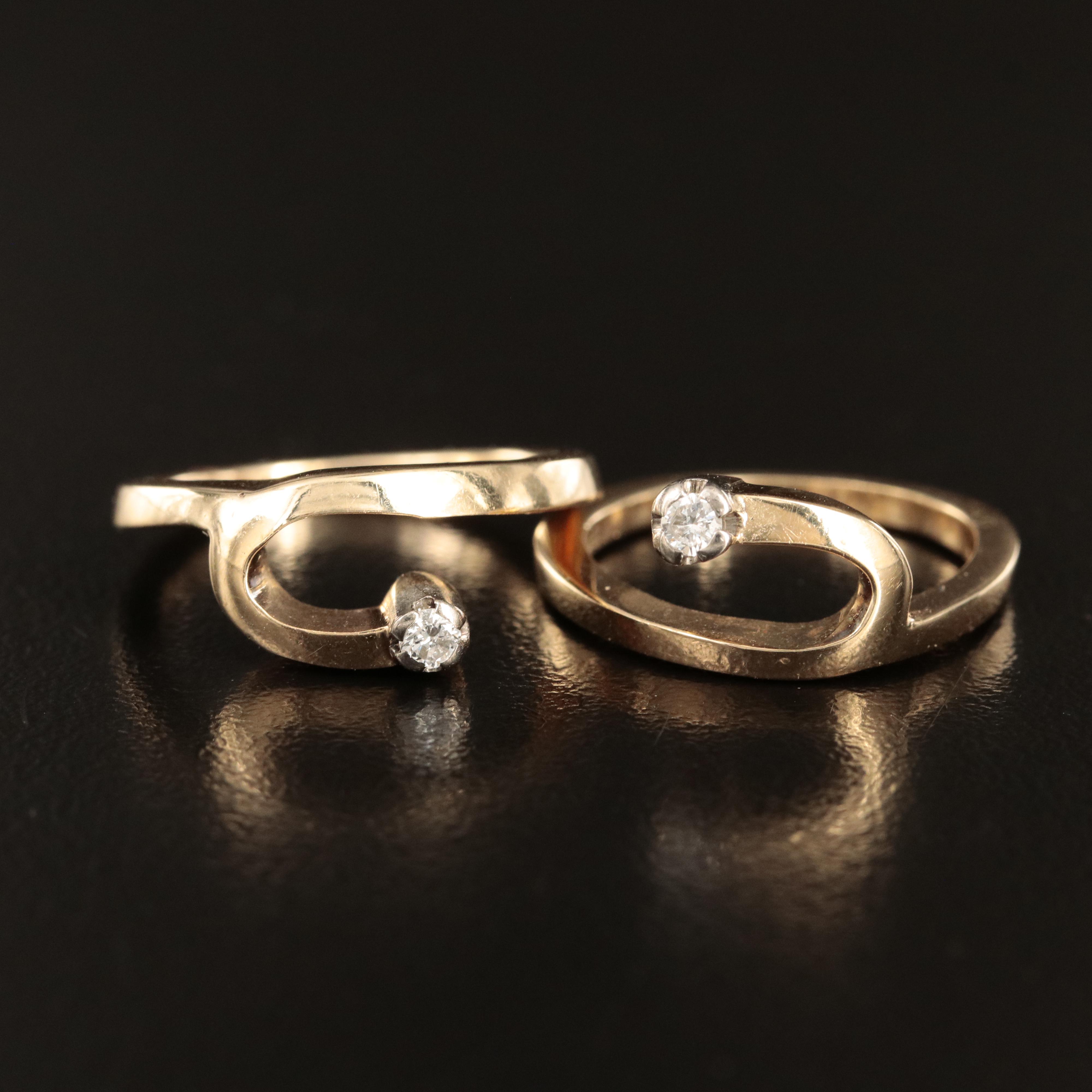 14K 0.13 CTW Diamond Interlocking Rings