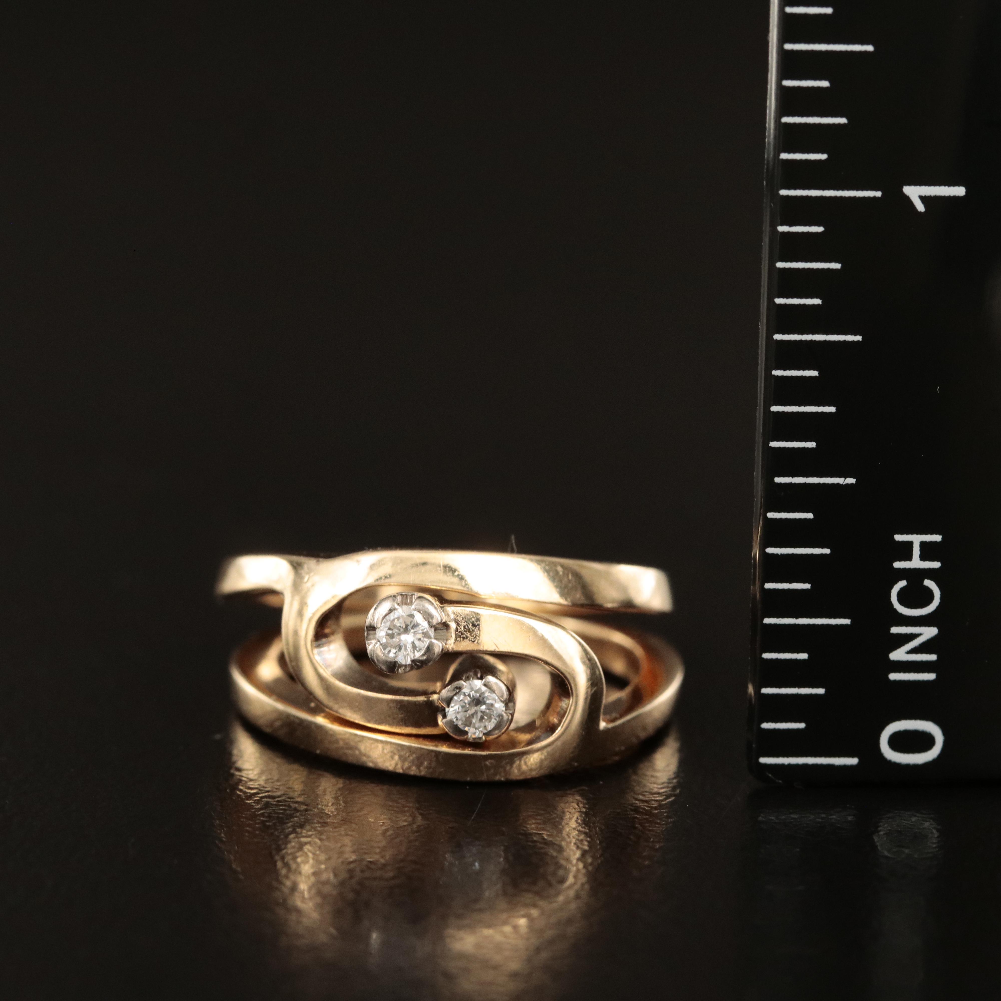 14K 0.13 CTW Diamond Interlocking Rings